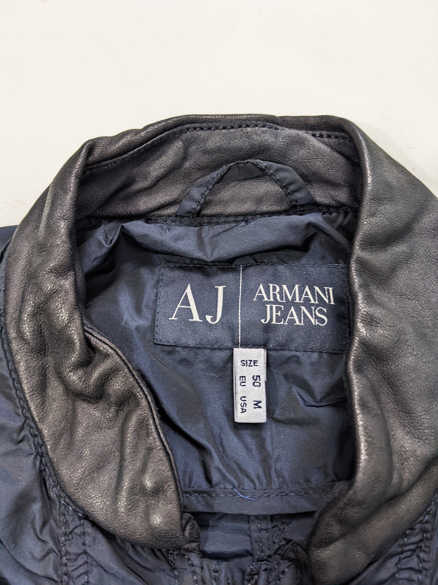 Armani Jeans Vintage Mens Iridescent Blue Bomber Jacket, 1990s