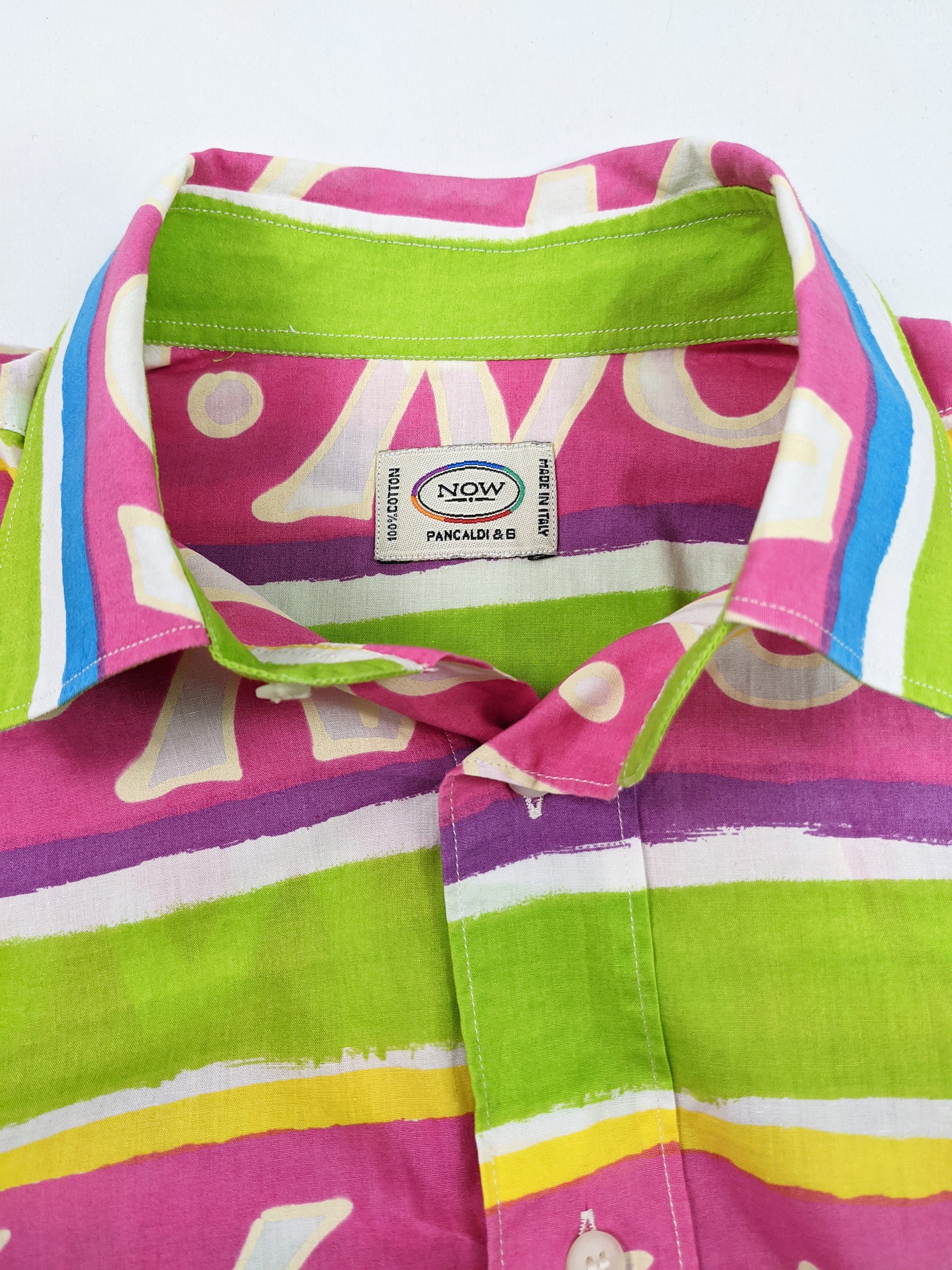 Mens Vintage 'Now' Patterned Short Sleeve Shirt, 1980s