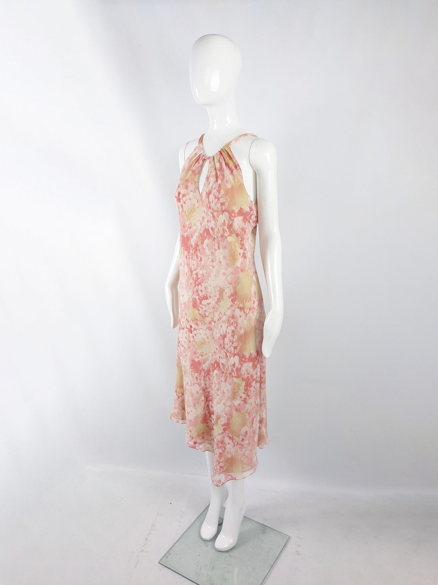 Ronit Zilkha Vintage Floral Print Silk Chiffon Dress, 1990s