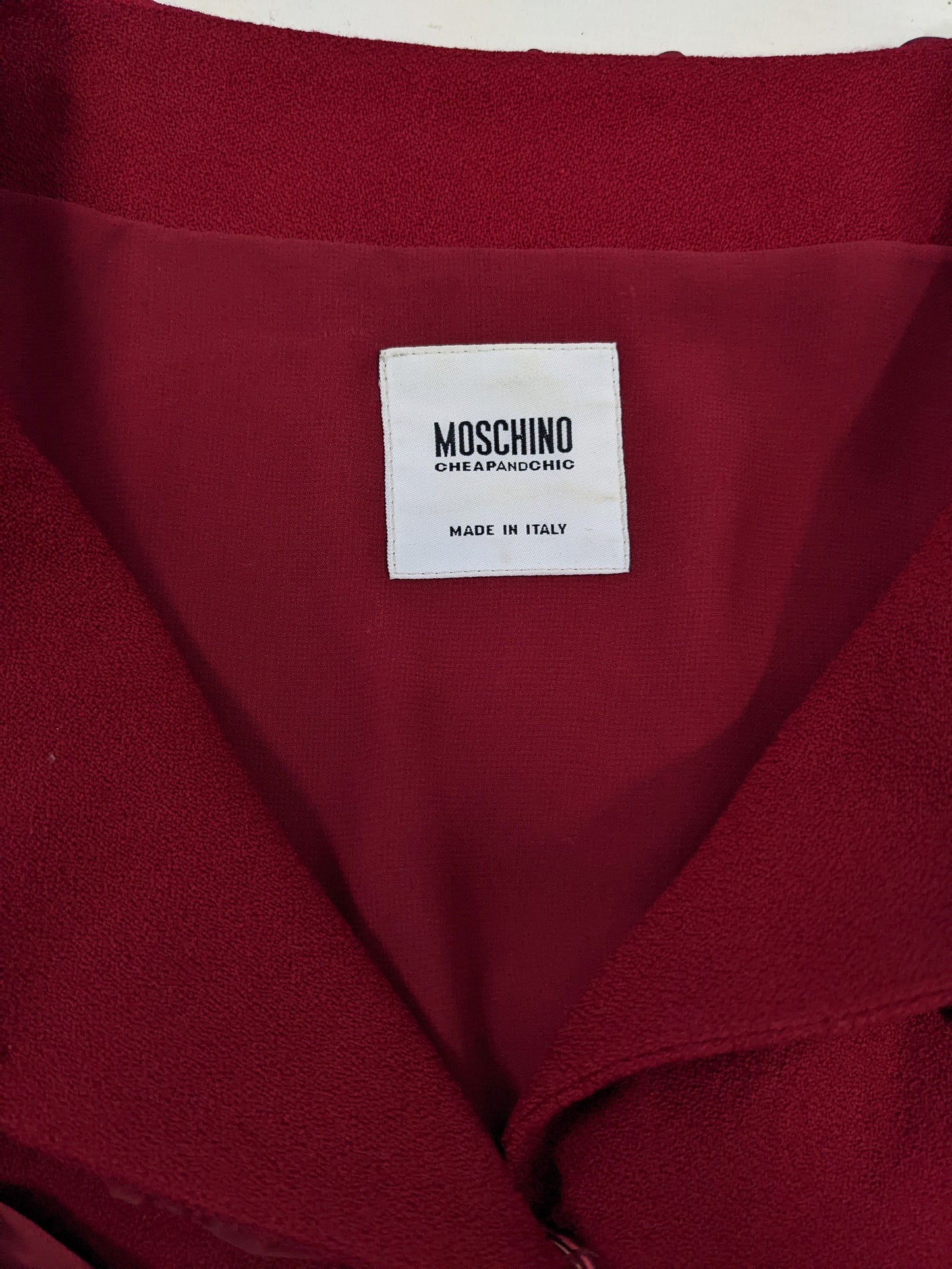 Vintage Moschino Wine Red Wool Crepe Ribbon Jacket