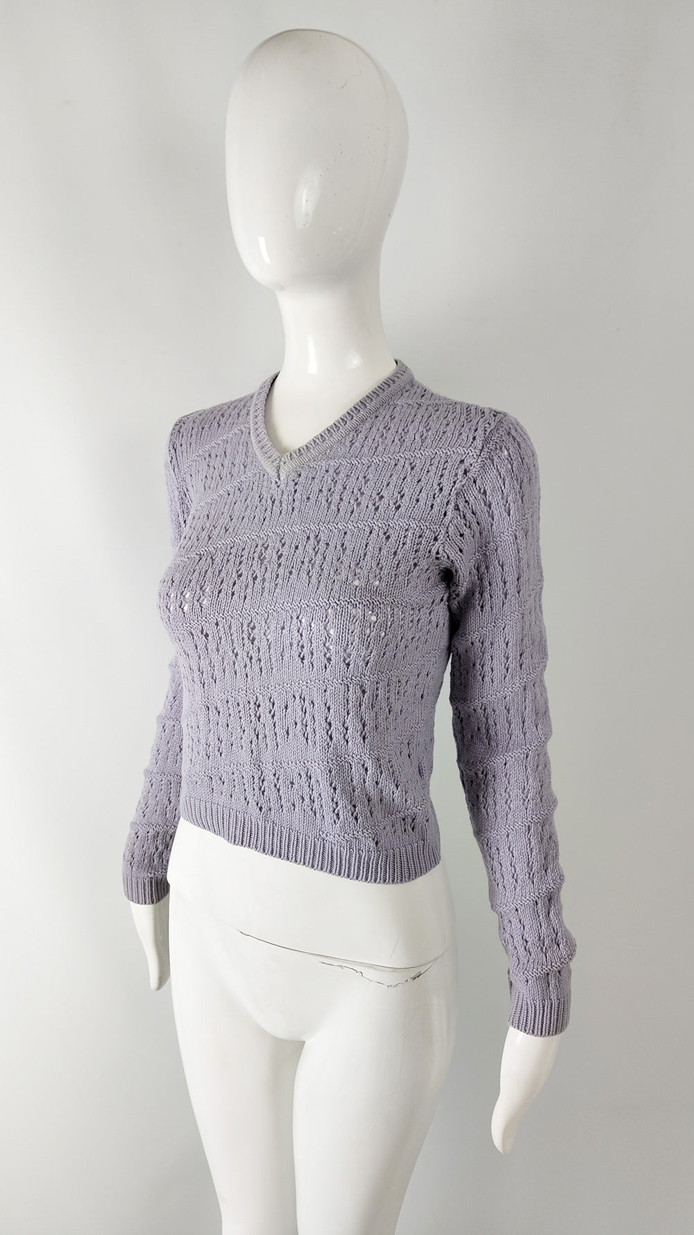 Versus Versace Vintage Lavender Twisted Knit Sweater, 1990s