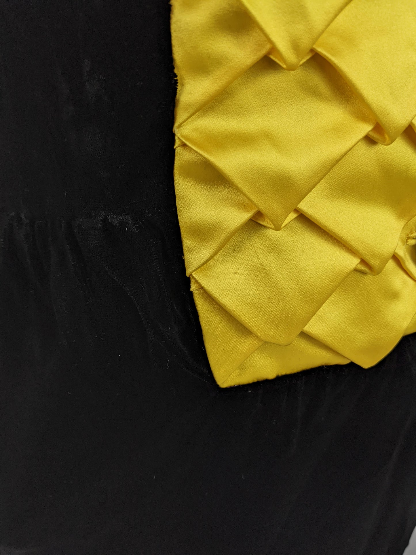 Murray Arbeid Vintage Black Velvet & Yellow Satin Cocktail Dress, 1980s