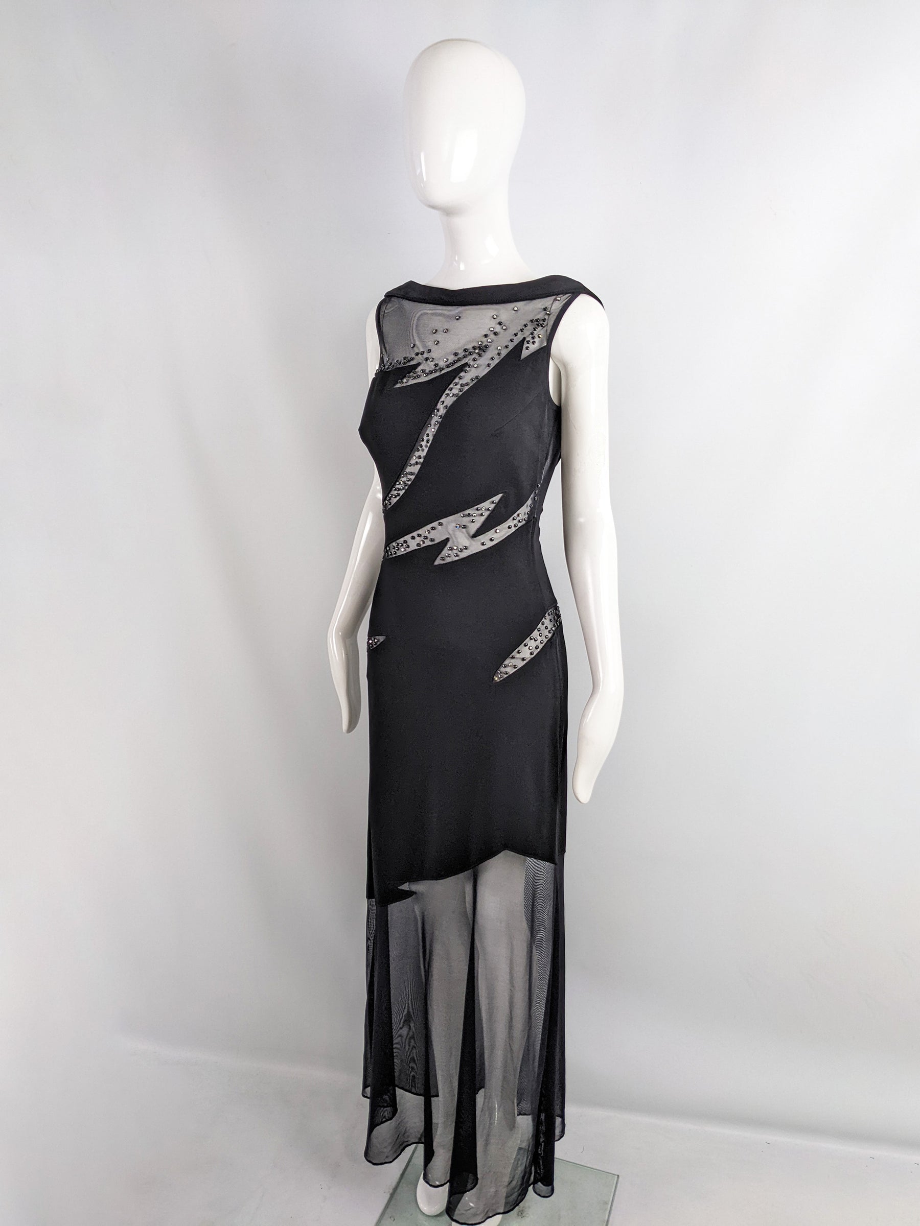 Tadashi Shoji Vintage Slashed Cut Out Evening Dress, 1990s