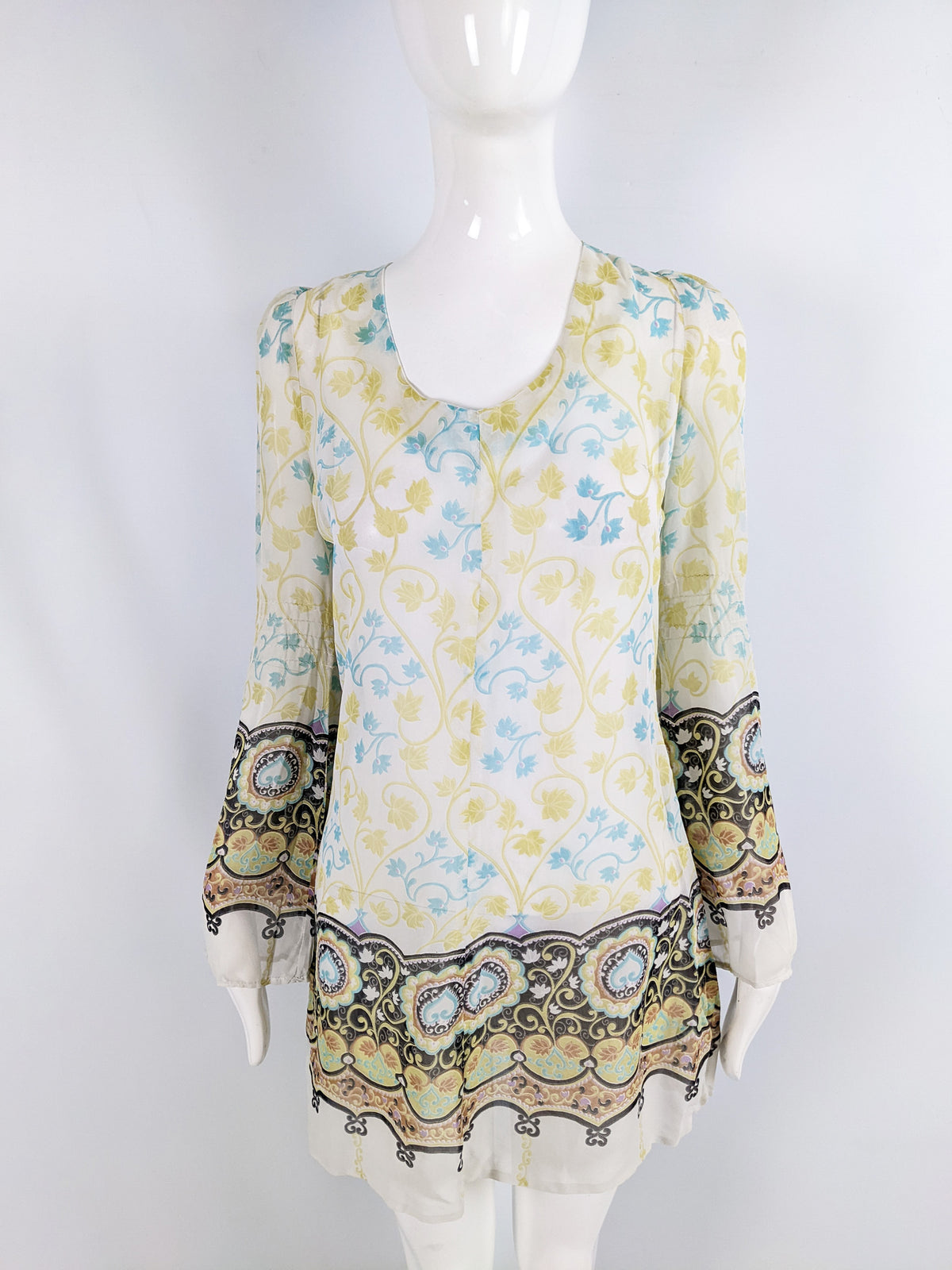 London Mob of Carnaby Street Vintage Sheer Boho Mini Dress, 1960s