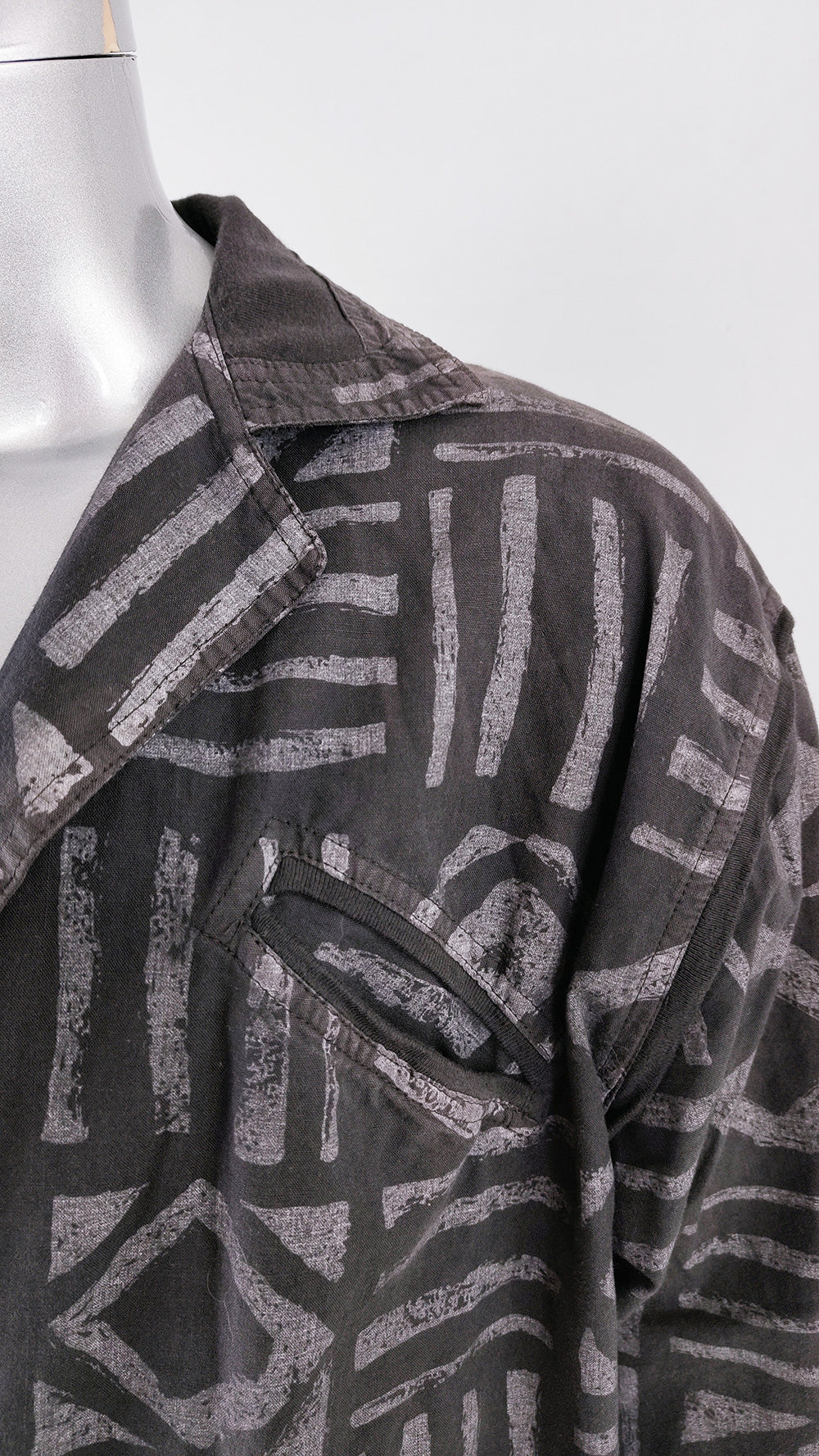 Sing Sing of Ibiza Vintage Mens Tribal Print Maxi Coat, 1980s