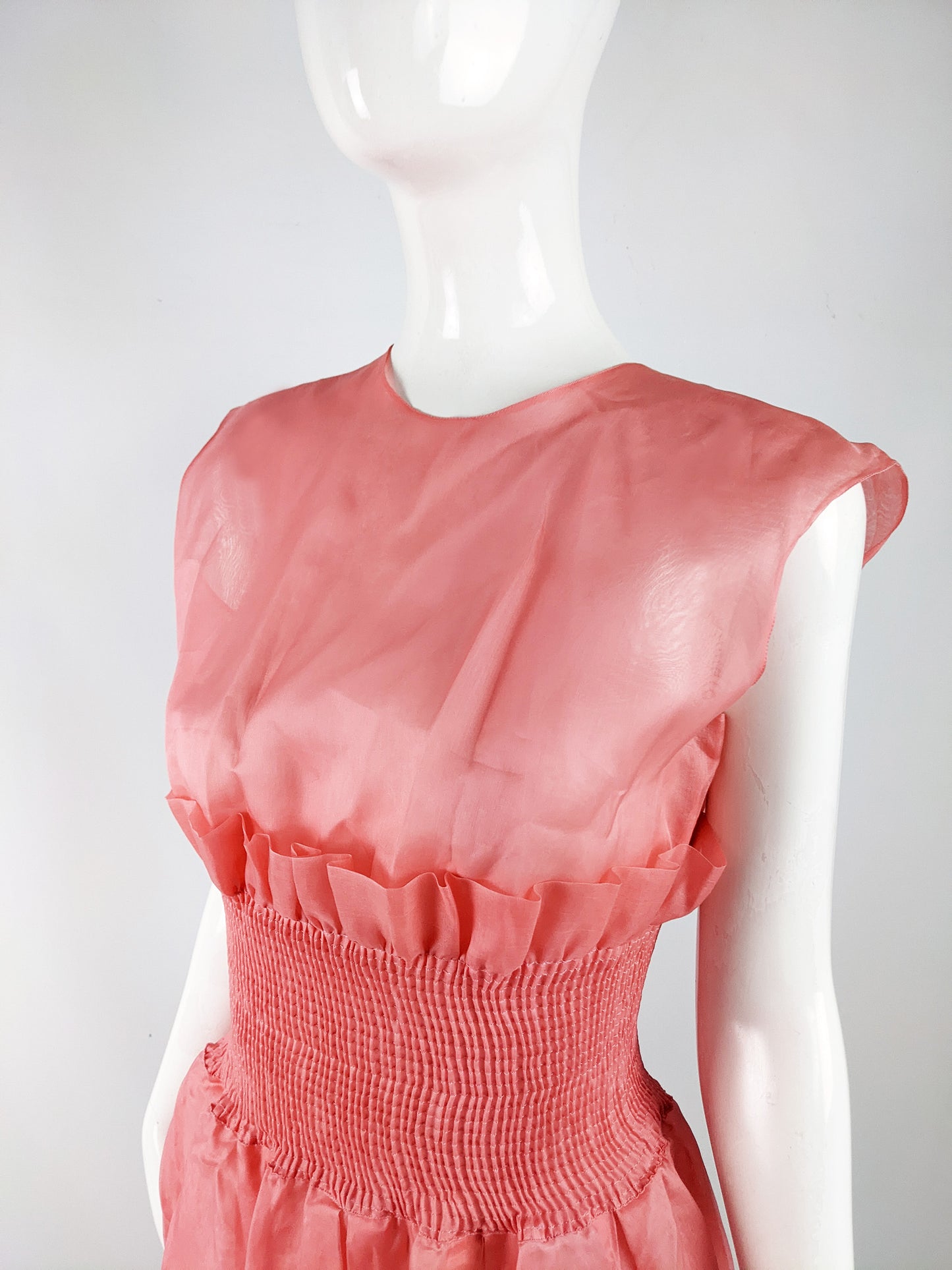 Emporio Armani Vintage Sheer Pink Organza Dress, 1980s