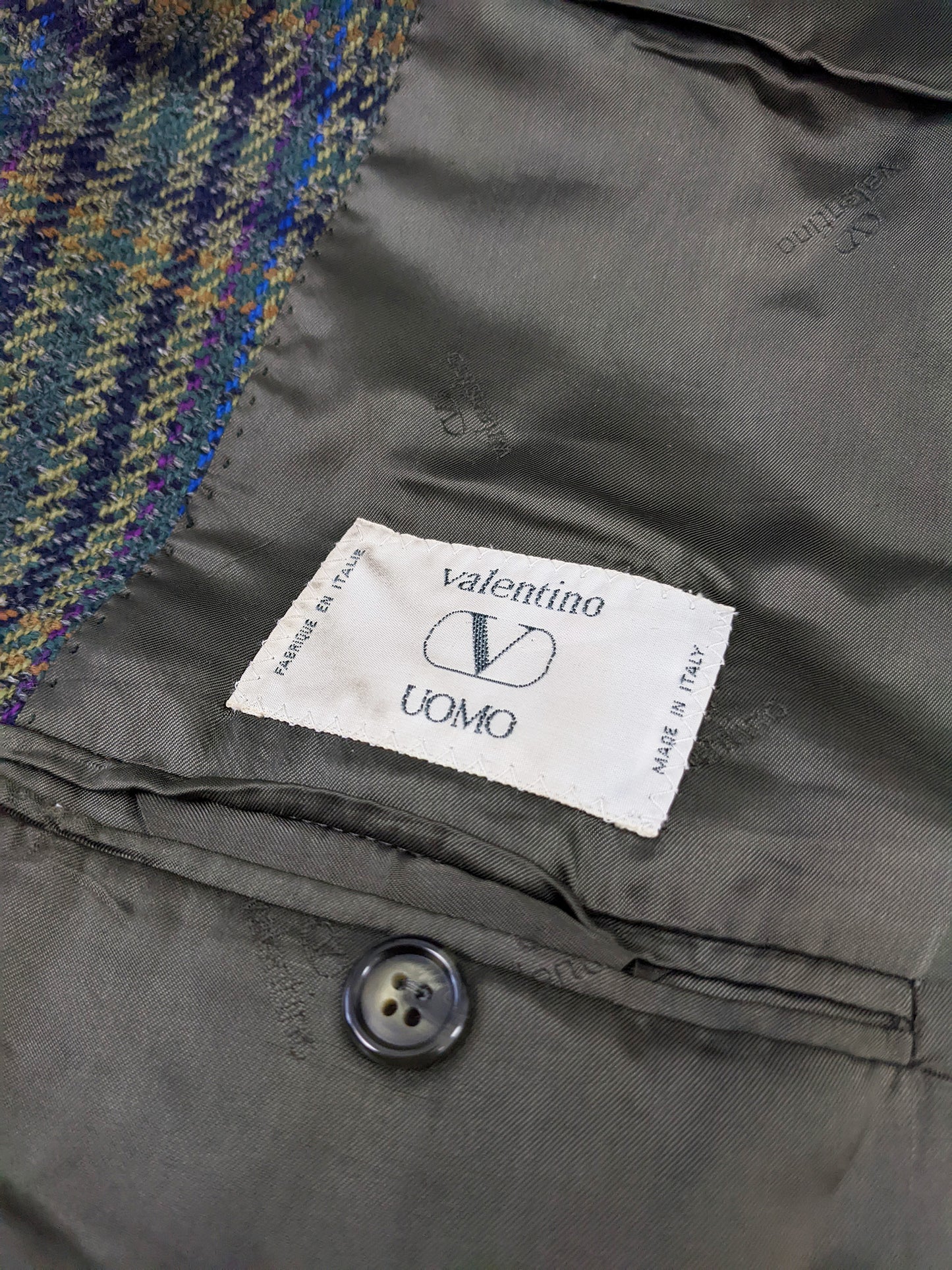Valentino Vintage Virgin Wool Shoulder Pads Tweed Blazer, 1980s