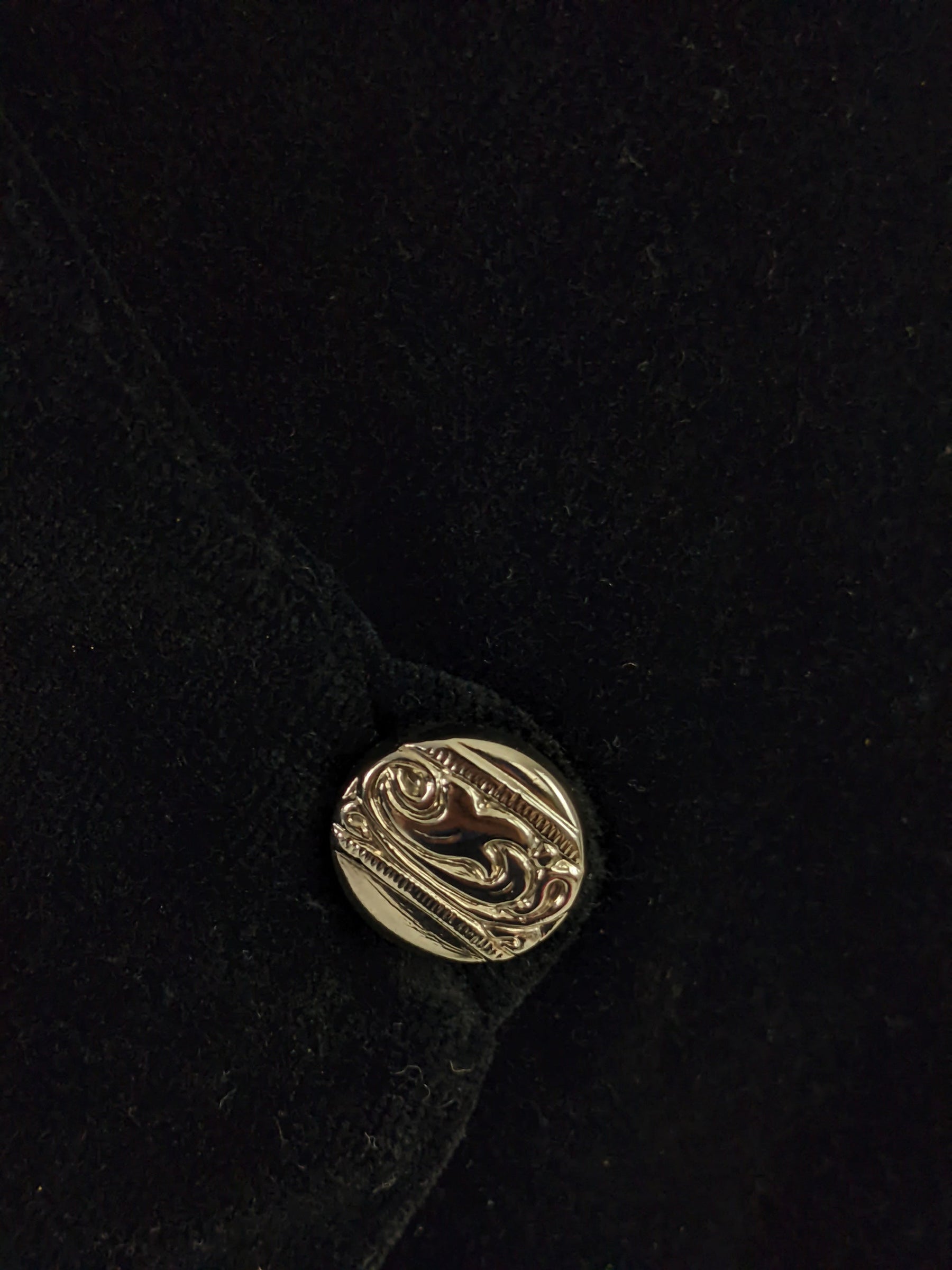 Atos Lombardini Vintage Black Velvet Shoulder Pads Jacket, 1980s