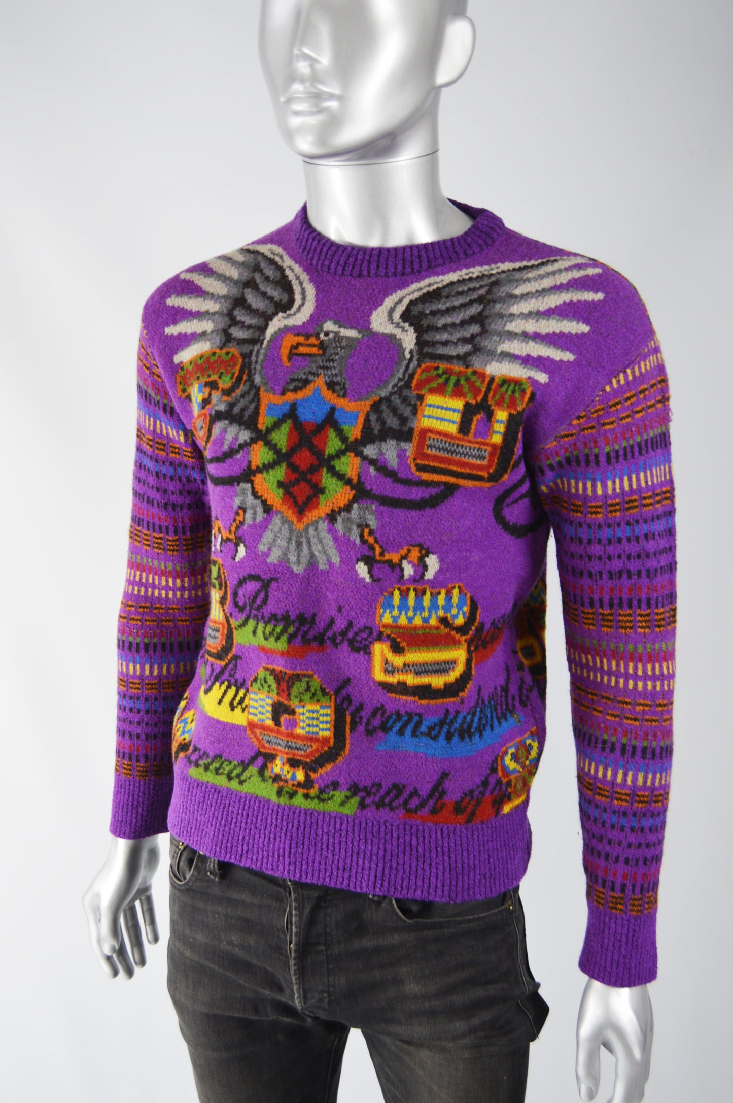 Men's Vintage Purple Eagle Knit Jumper, 1980s