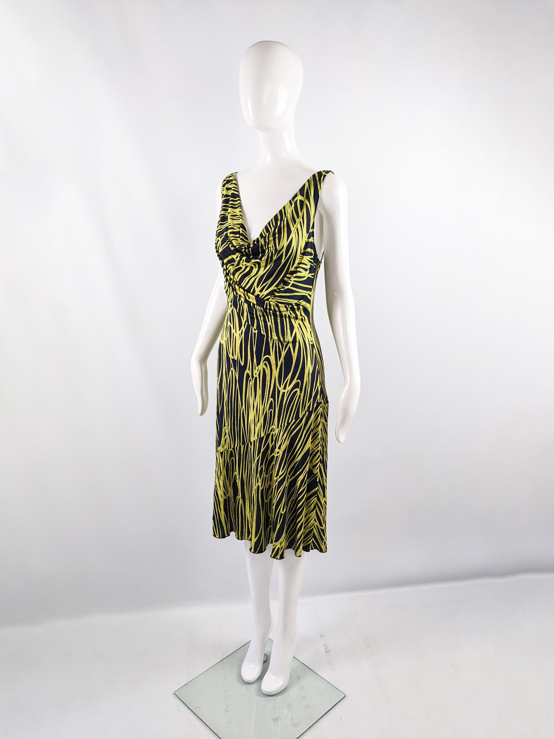 Vintage Silk Jersey Cowl Neck Party Dress, 2000s