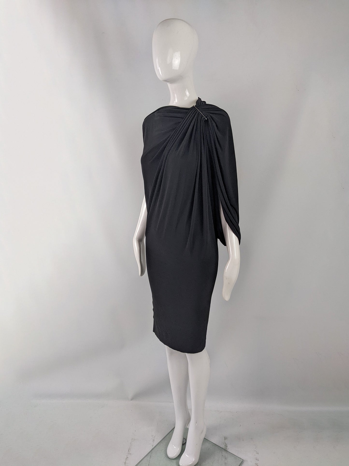 Lanvin Preowned Black Draped One Shoulder Asymmetrical Dress, Spring 2014