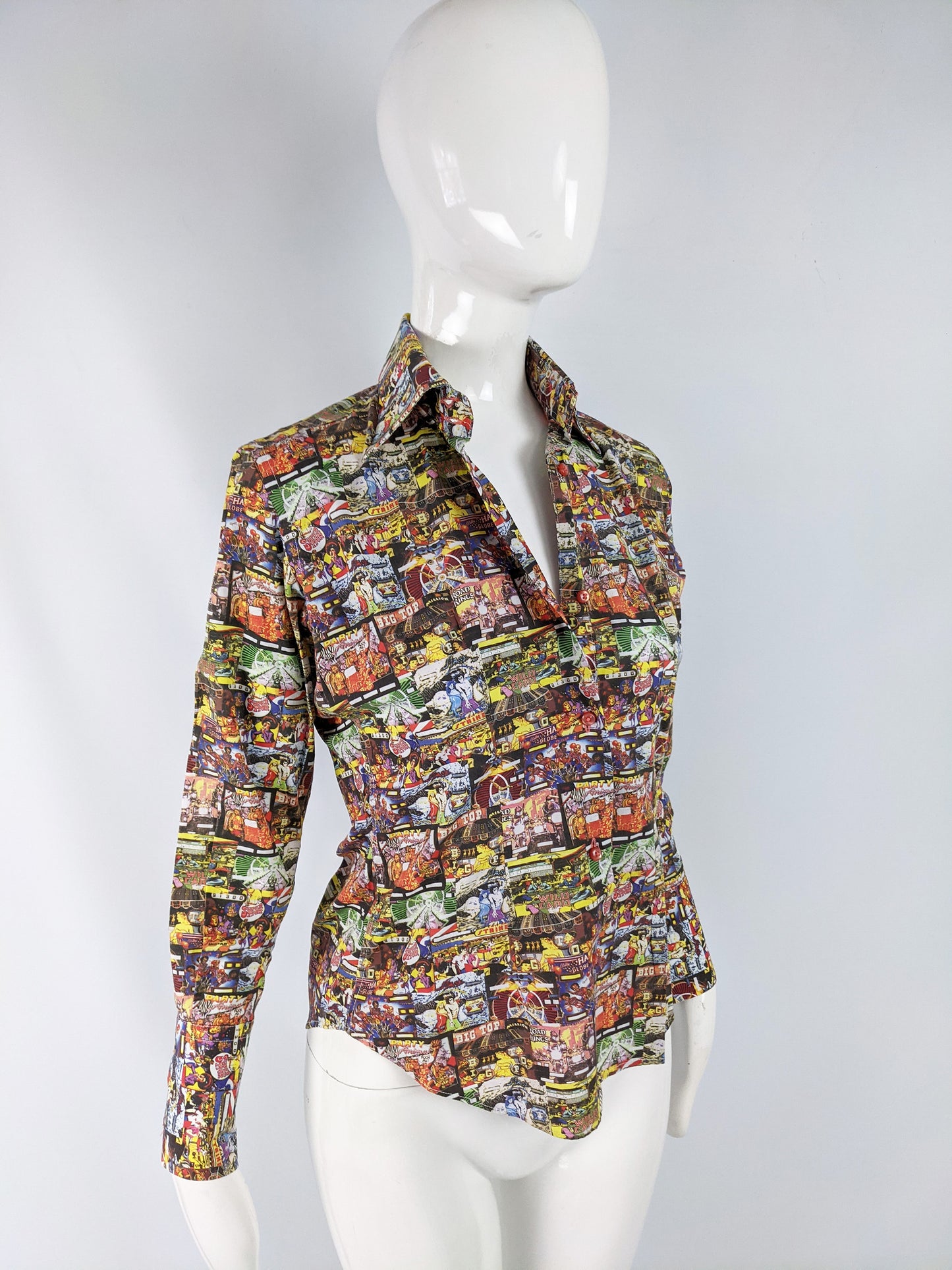 Vintage y2k All Over Print 70s Style Womens Shirt