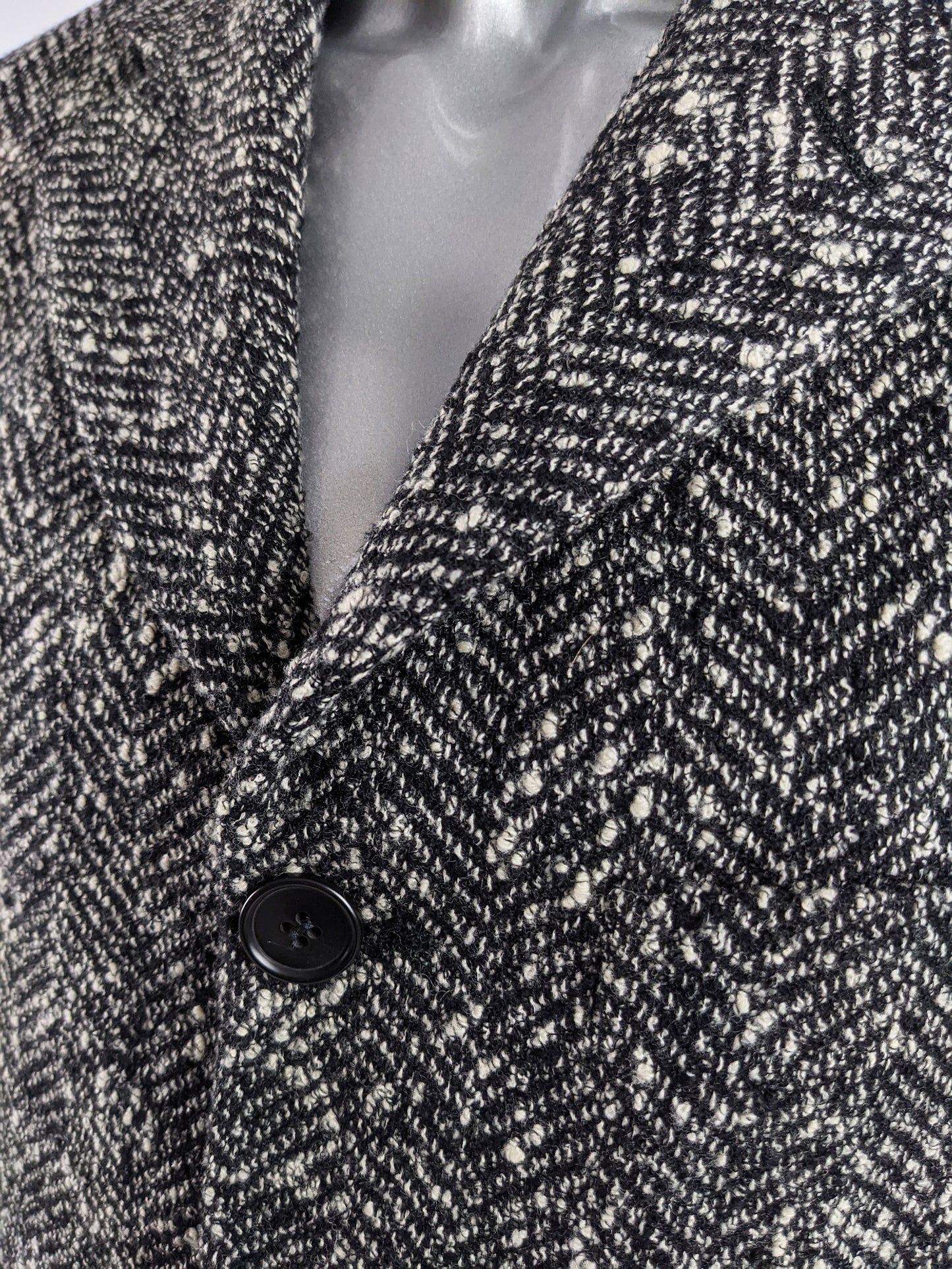 Pal Zileri Vintage Mens Black & White Tweed Blazer, 1980s