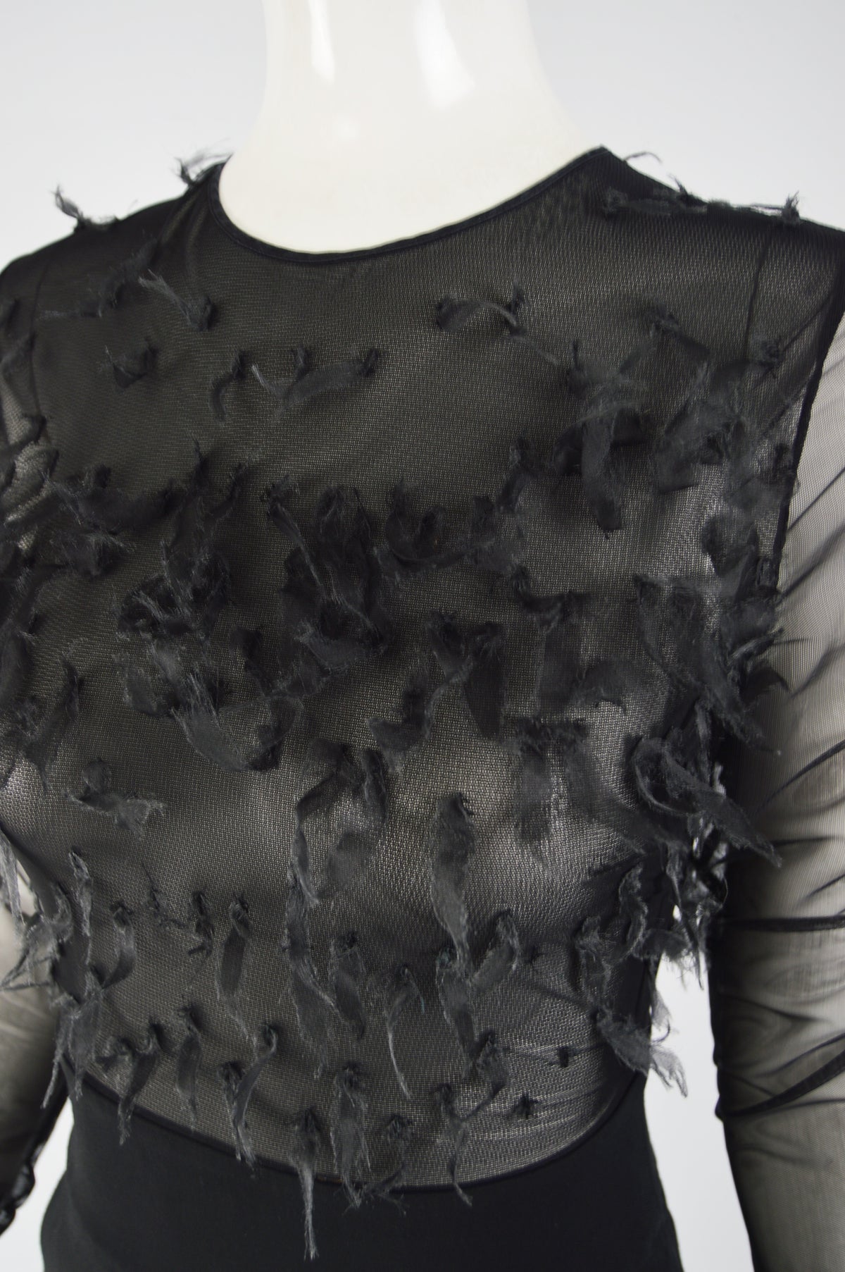Vintage Womens Sheer Black Organza Dress, 1990s