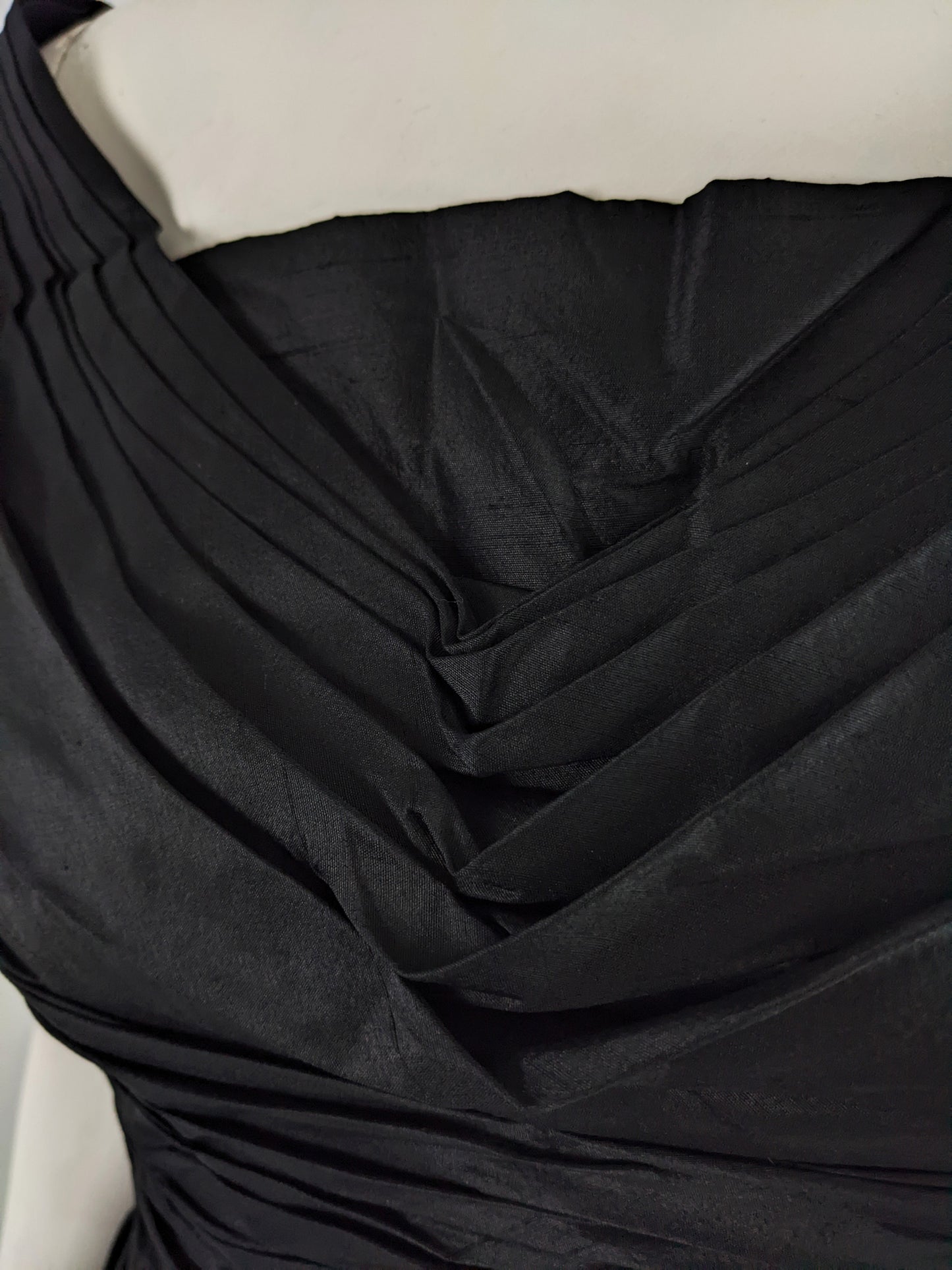 Koupy Model Couture Vintage 50s Black Silk Taffeta Dress, 1950s