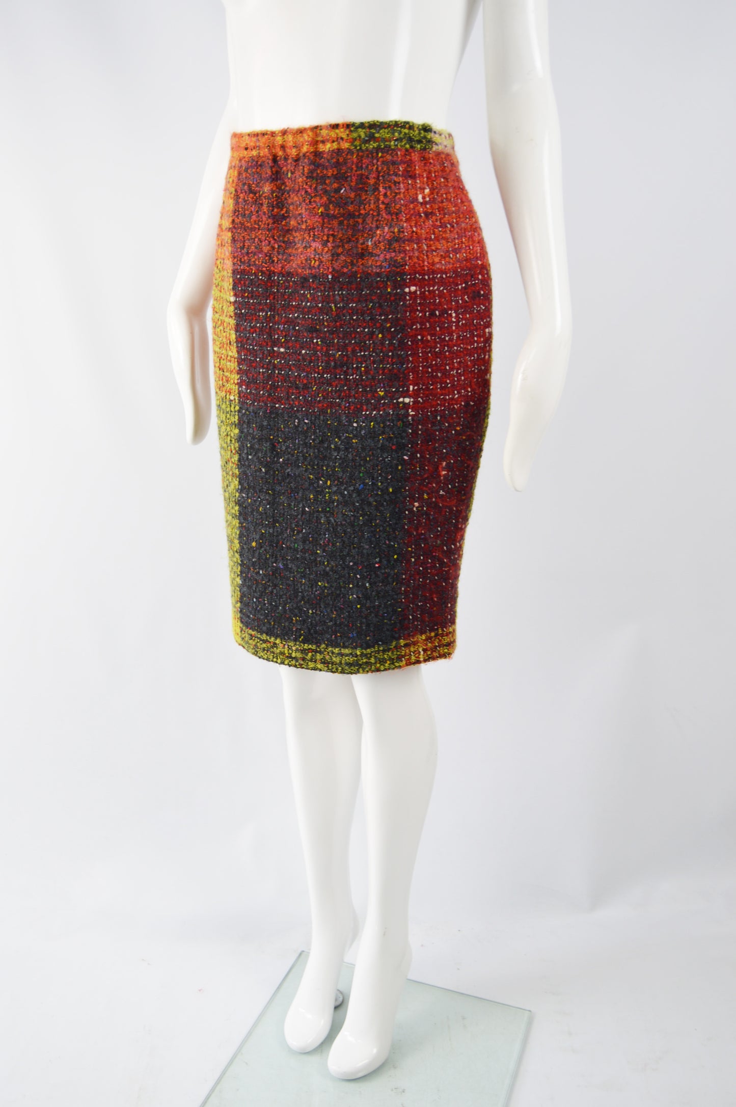Vintage Wool & Mohair Checked Boucle Skirt, 1980s