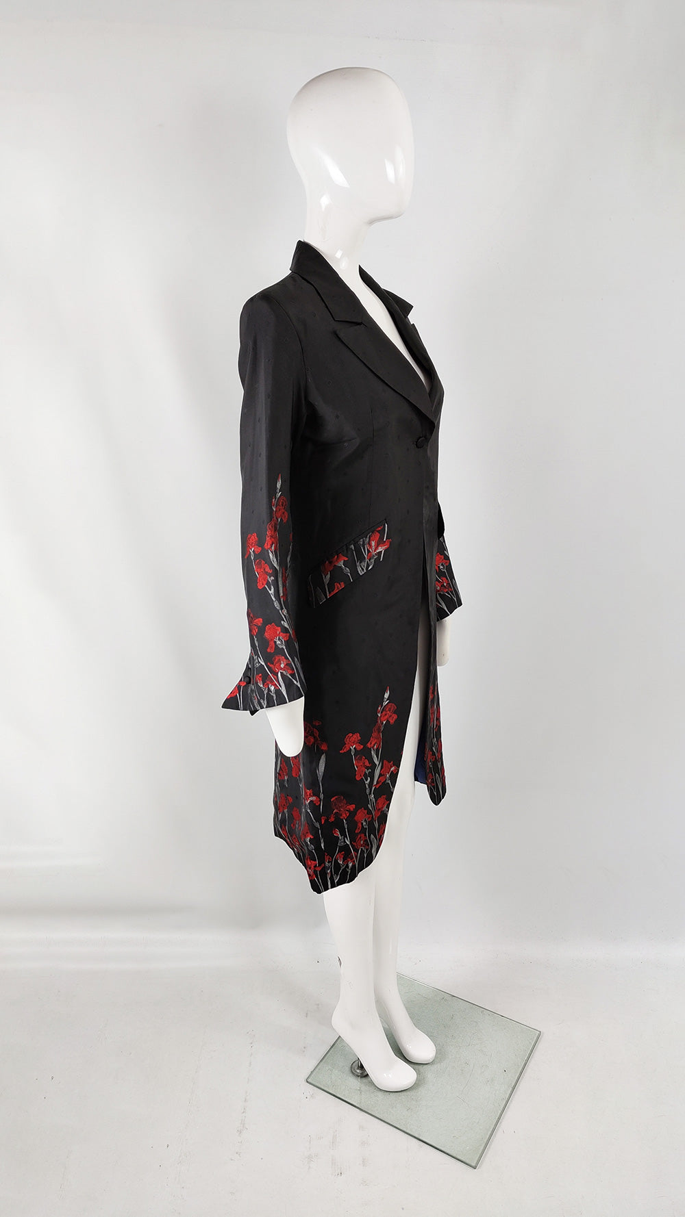 William Hunt Vintage Black & Red Brocade Womens Jacket