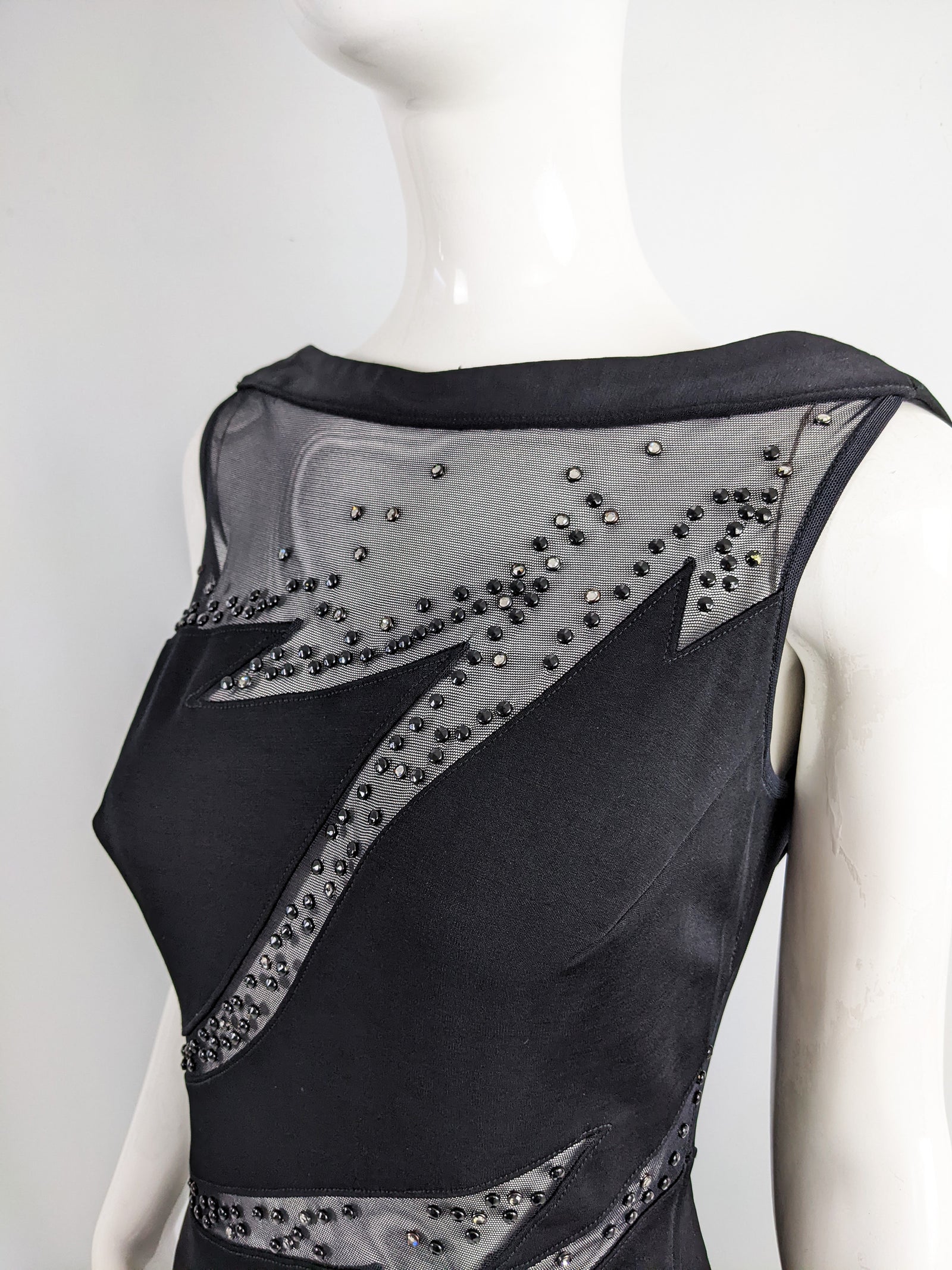 Tadashi Shoji Vintage Slashed Cut Out Evening Dress, 1990s