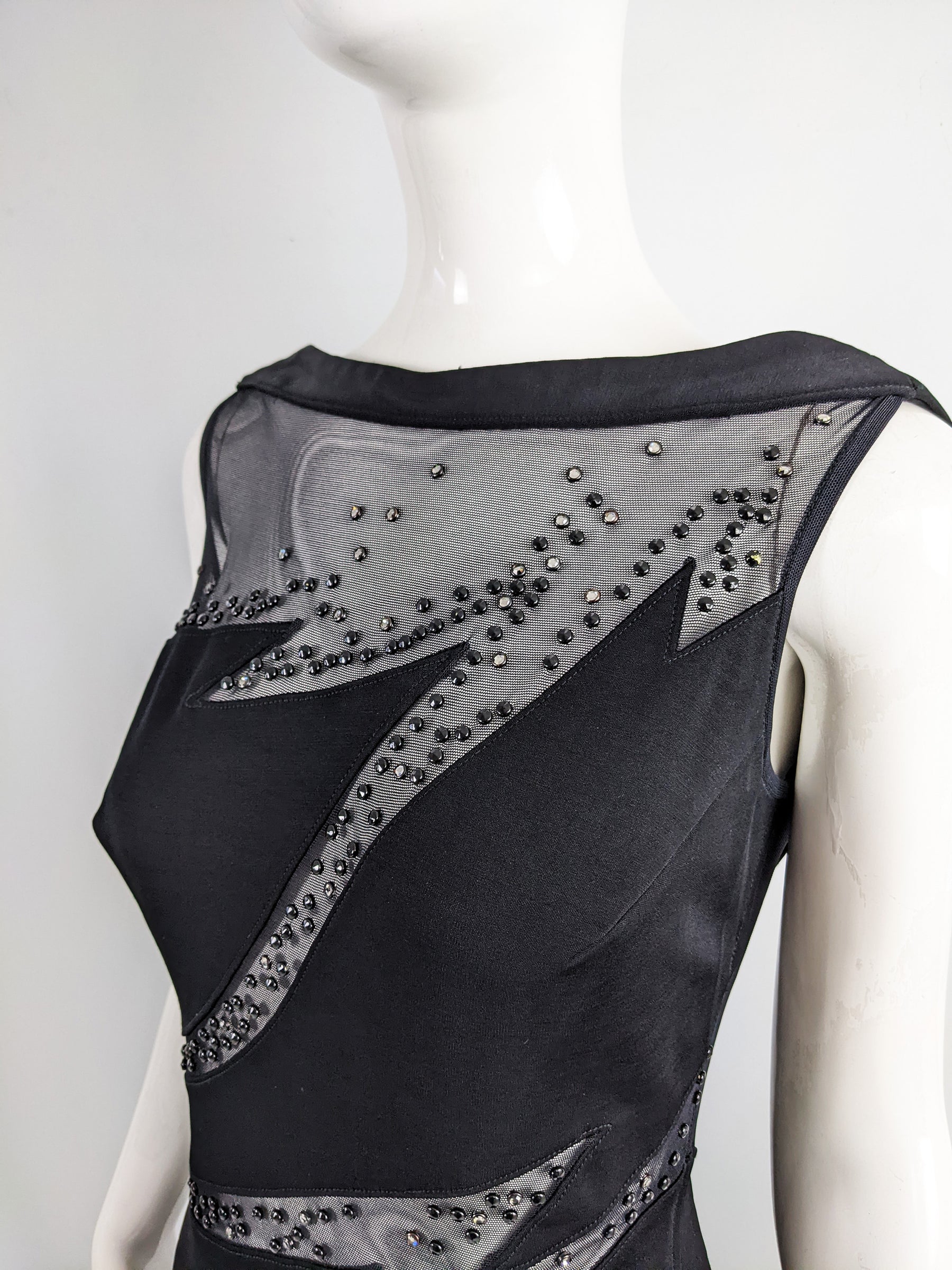 Tadashi Shoji Vintage Slashed Cut Out Evening Dress, 1990s