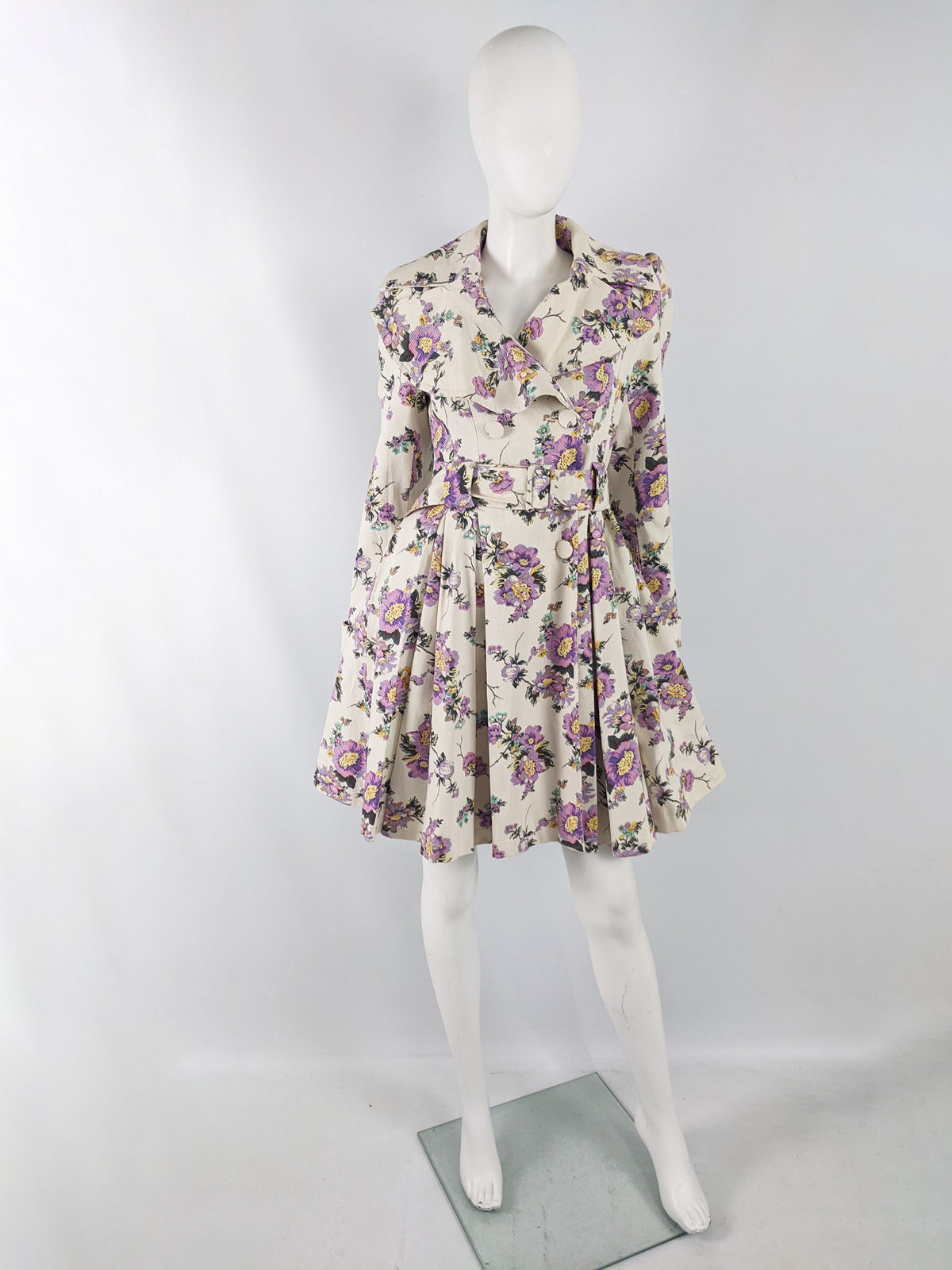Ronit Zilkha Vintage Off White Floral Princess Coat, 2000s
