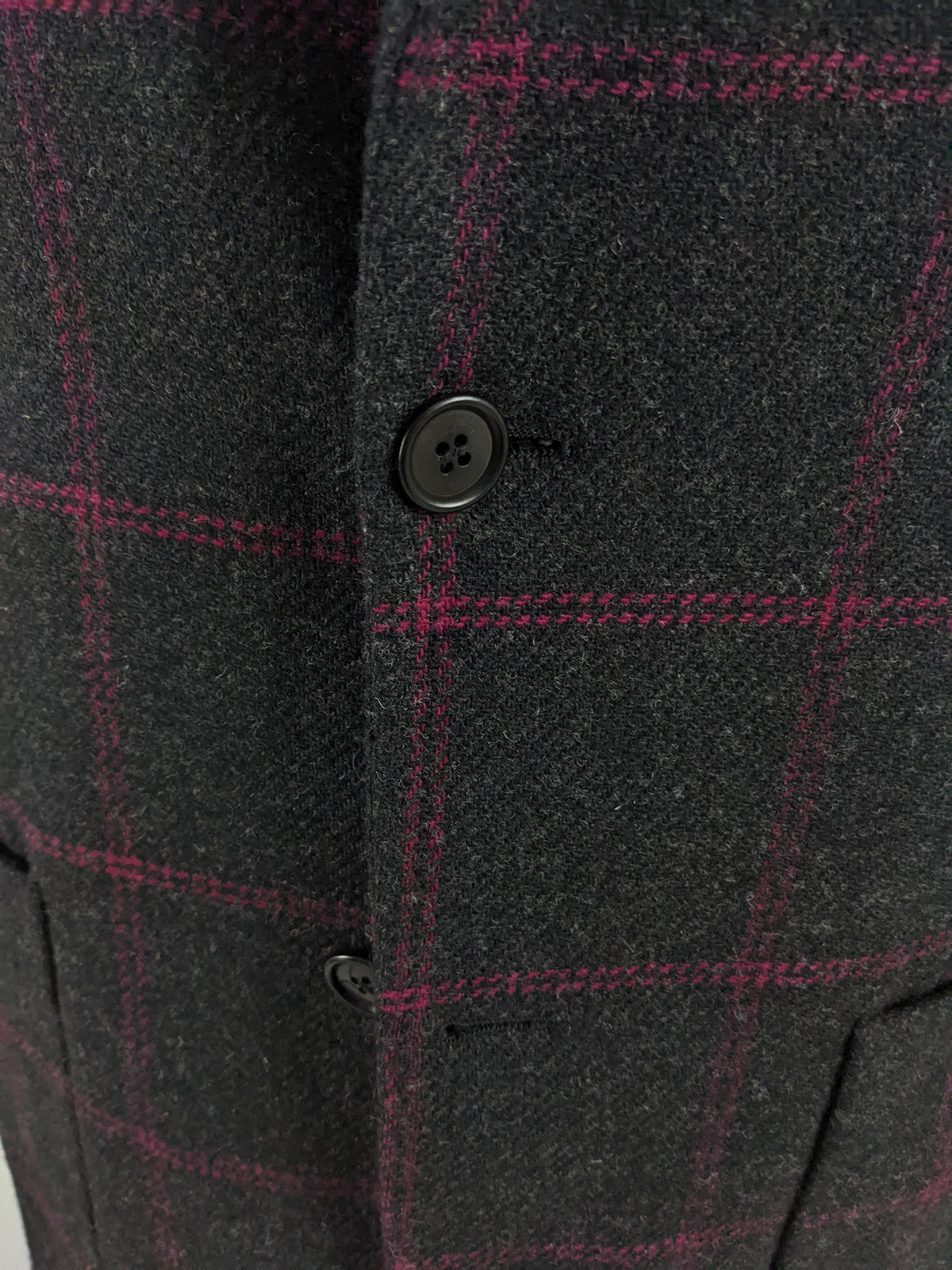 Byblos Vintage Mens Grey & Pink Windowpane Check Blazer, 1990s