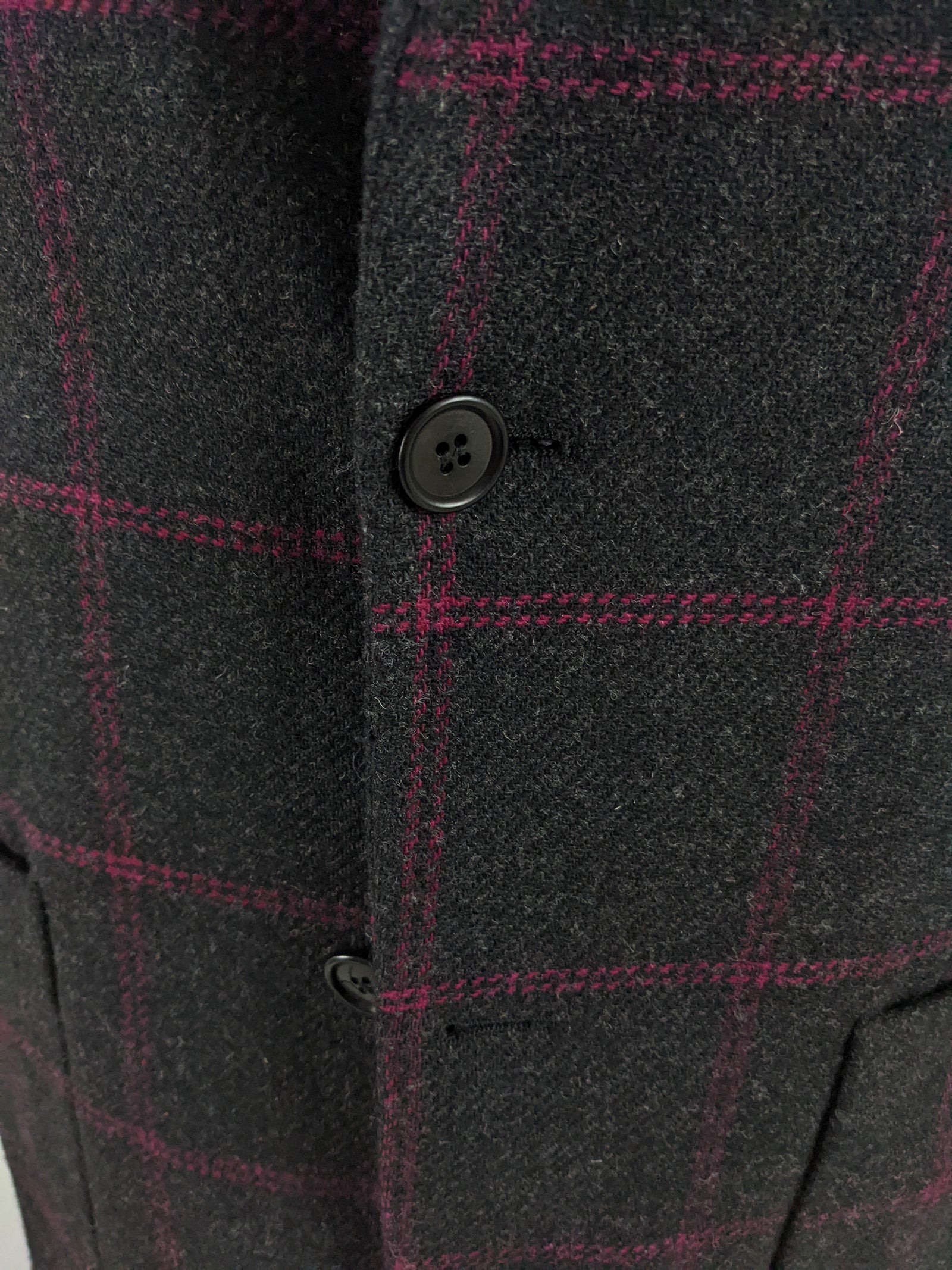 Byblos Vintage Mens Grey & Pink Windowpane Check Blazer, 1990s