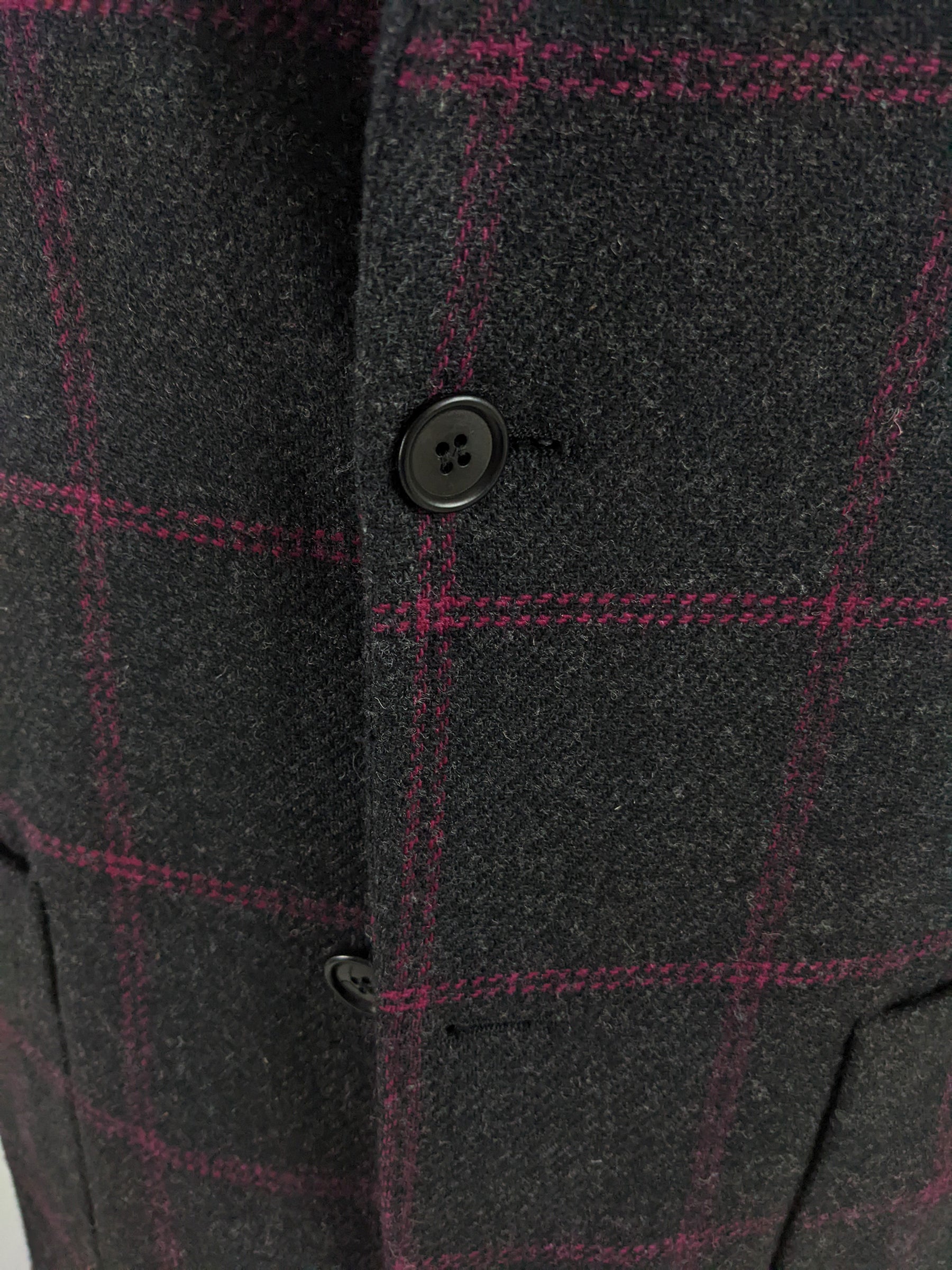 Byblos Vintage Mens Grey & Pink Windowpane Check Blazer, 1990s