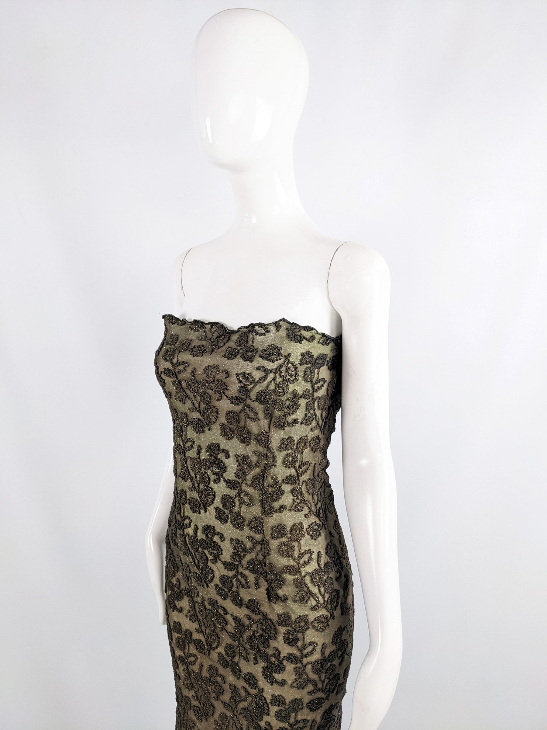 Emanuel Ungaro Vintage Green Mesh Party Dress, 2000s