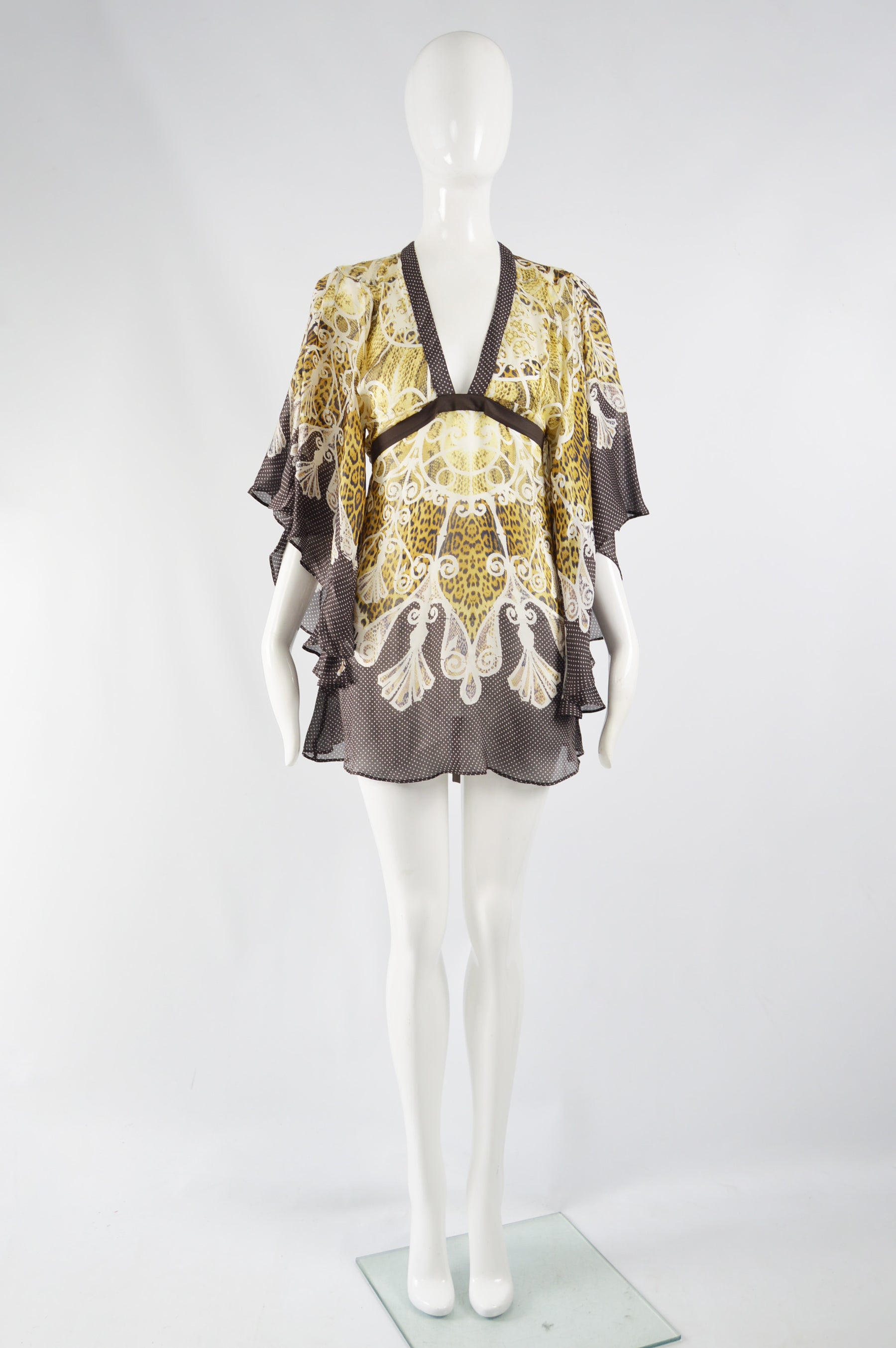 Womens Vintage Kimono Sleeve Silk Top, 2000s