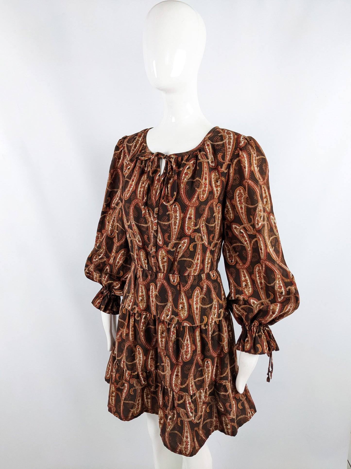 Fabiani Vintage Poet Sleeve Paisley Dress, 1970s