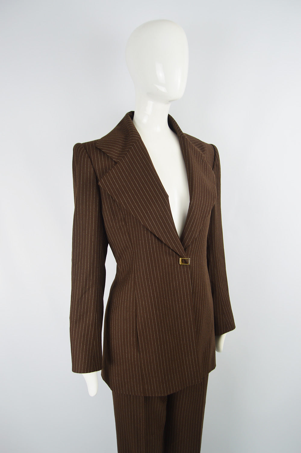 Women's Vintage Brown Pinstripe Trouser Suit, A/W 1998