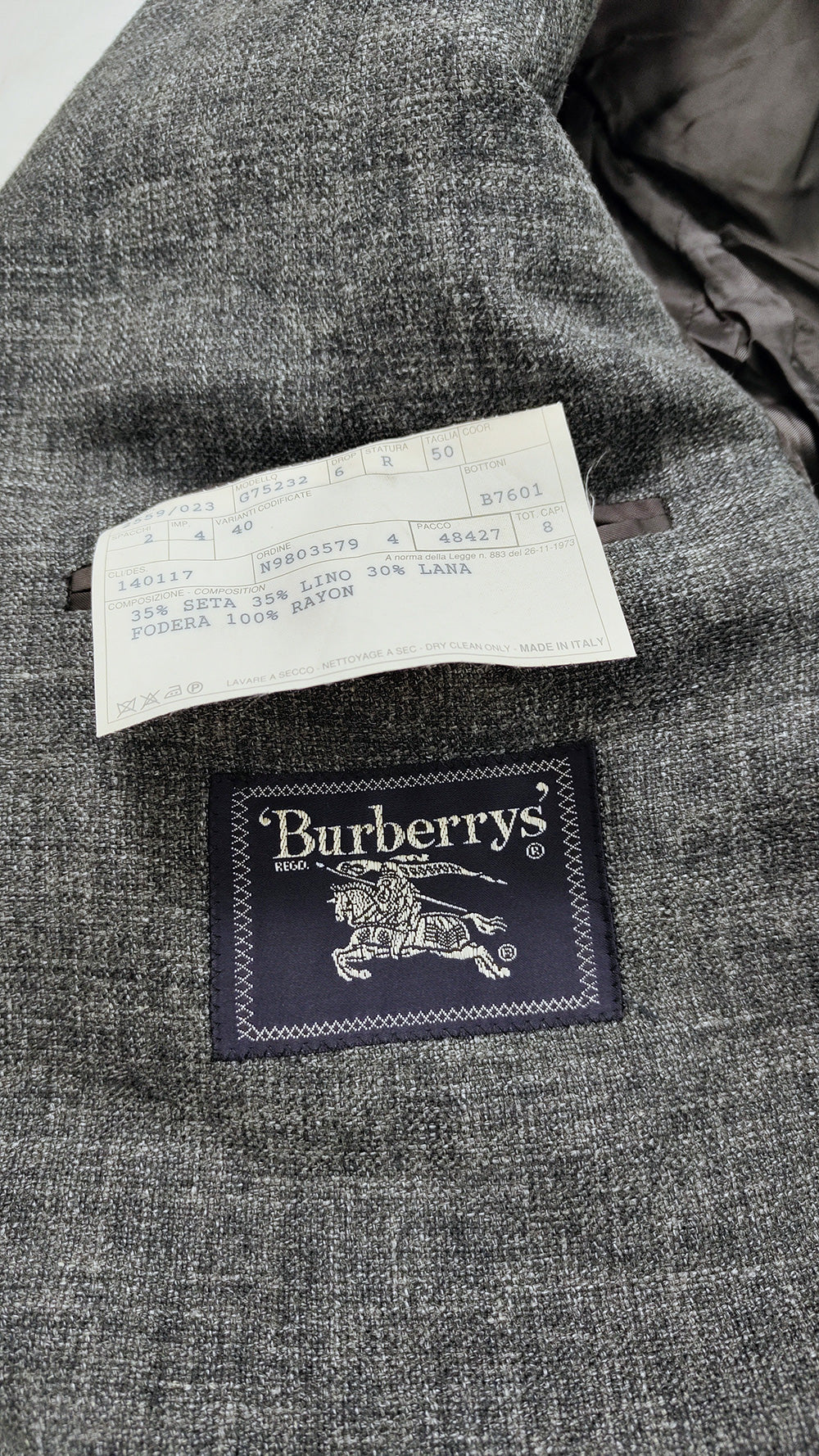 Burberry Vintage Mens Silk, Linen & Wool Blazer, 1980s