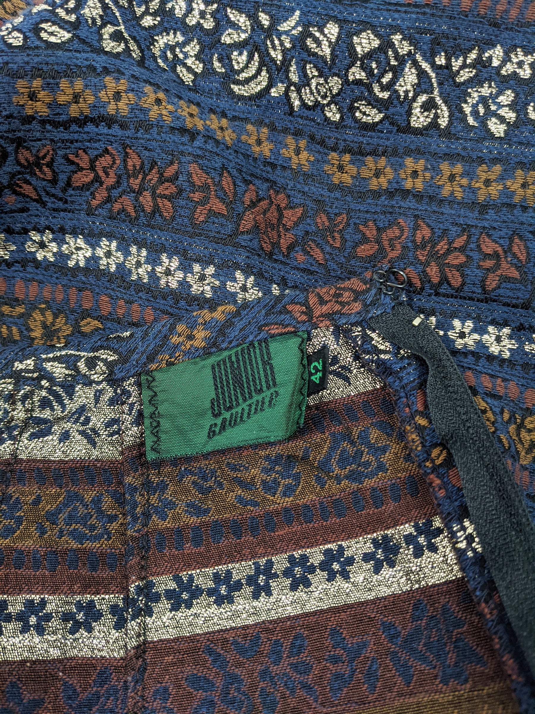 Jean Paul Gaultier Blue Vintage Brocade Pencil Skirt, 1980s