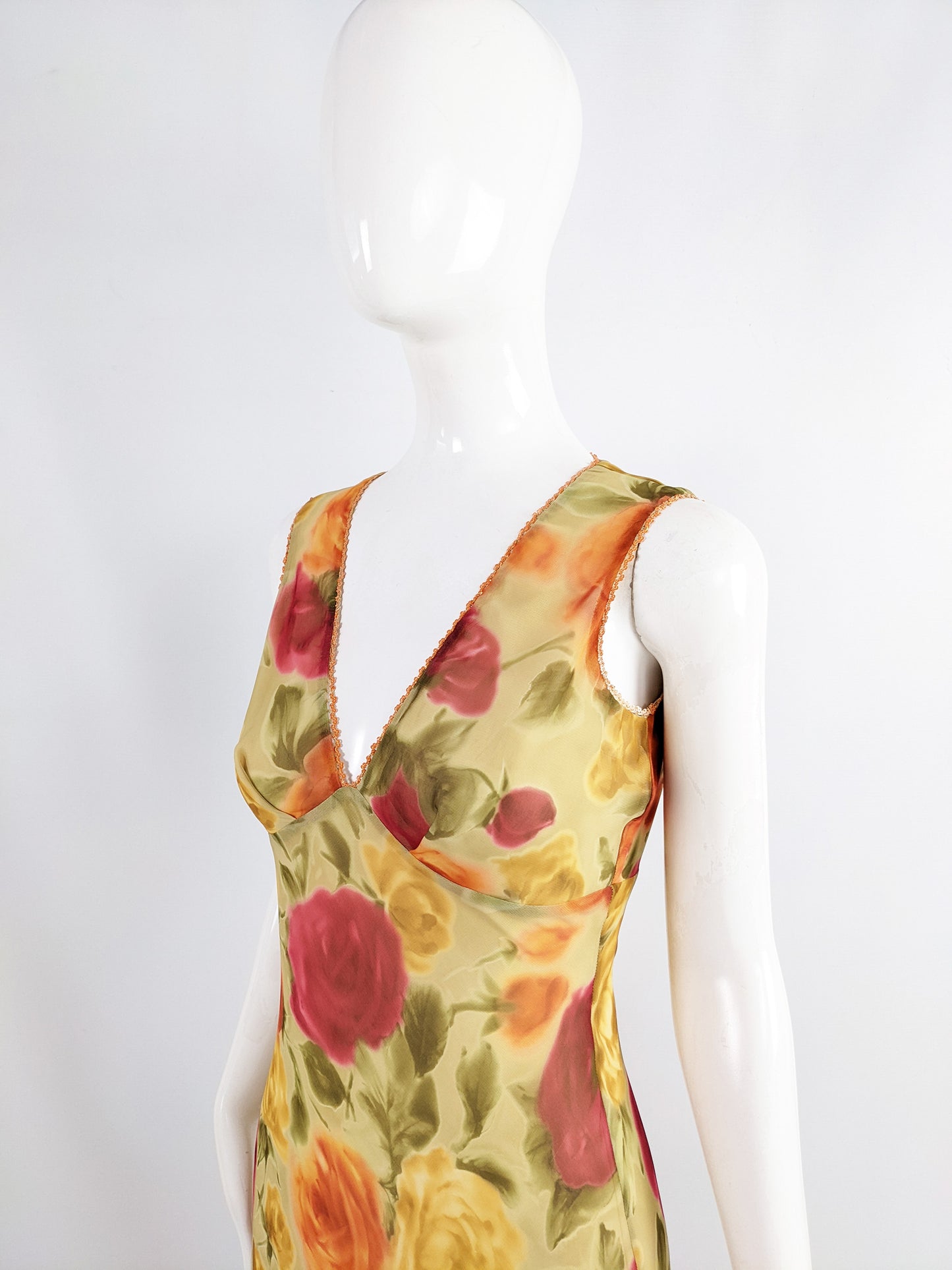 Ronit Zilkha Vintage Sequin Trim Floral Print Dress, 2000s