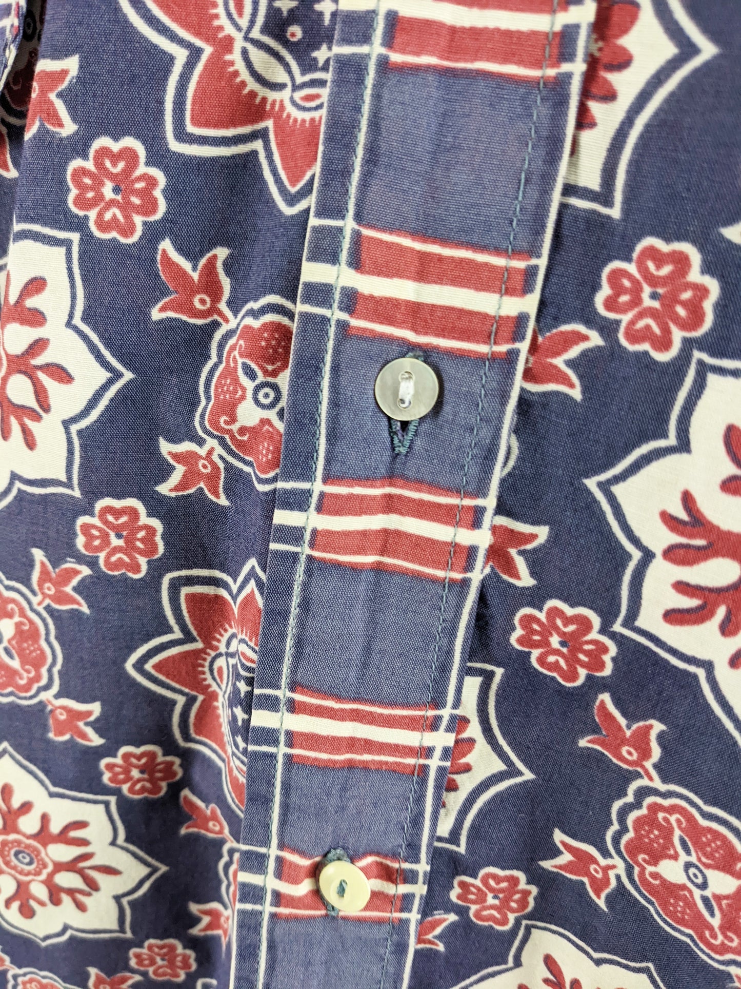 Foxhound Vintage Mens Blue & Red Patterned Shirt, 1980s