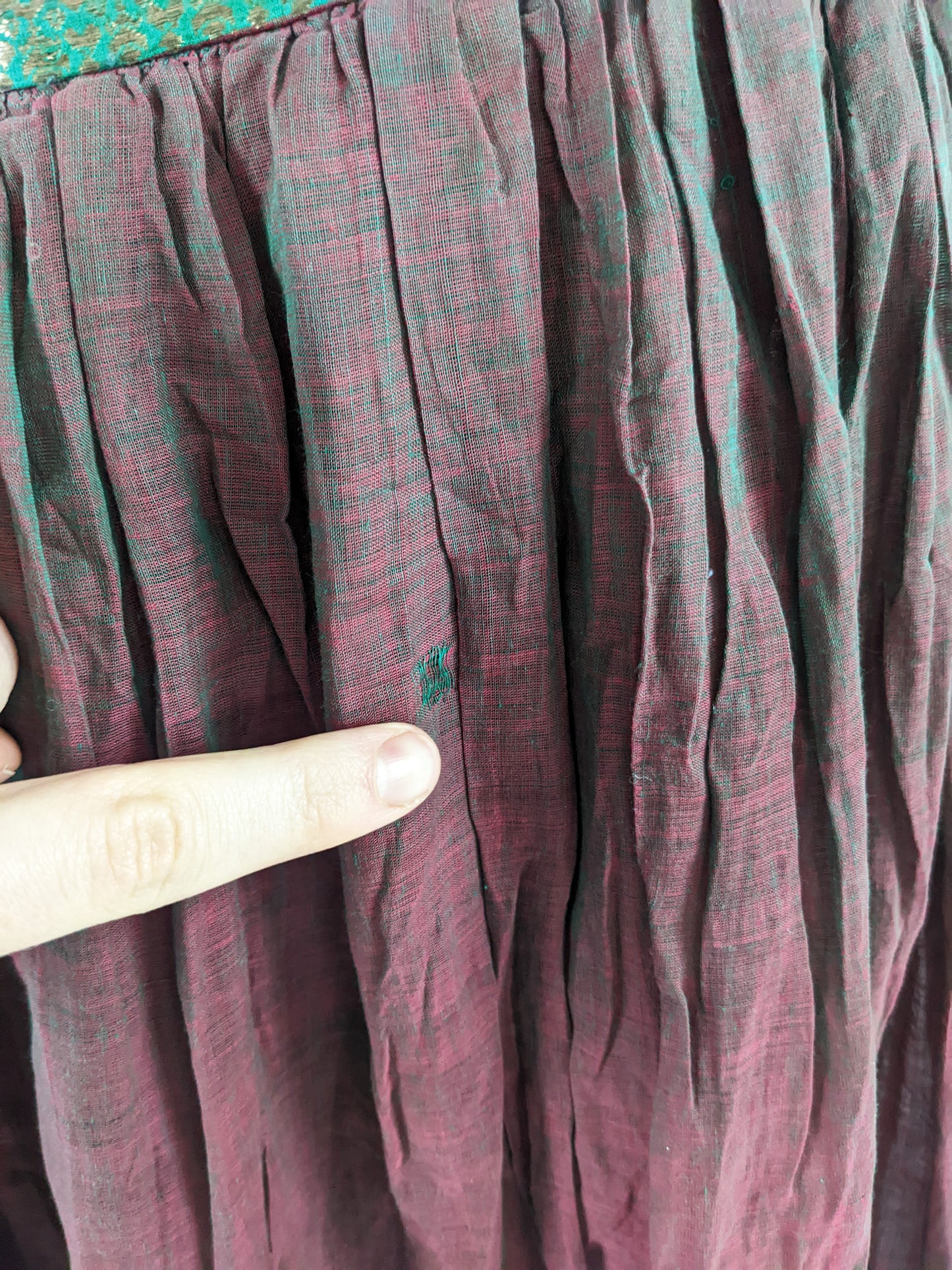 Vintage 1950s Asian Iridescent Brocade Trim Dress