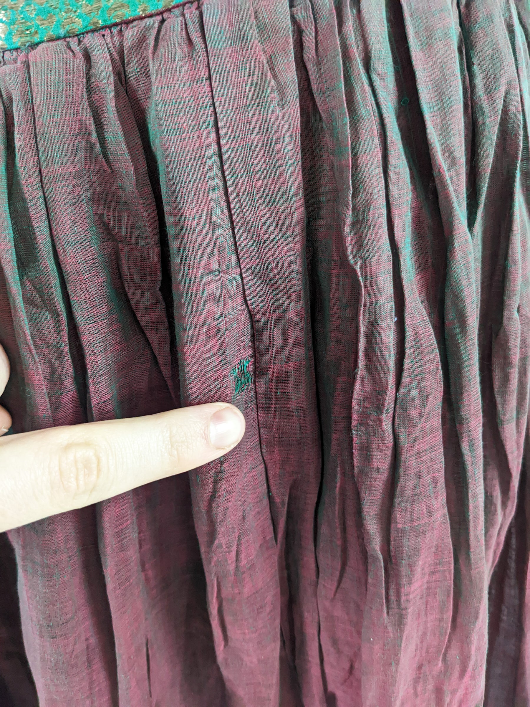Vintage 1950s Asian Iridescent Brocade Trim Dress