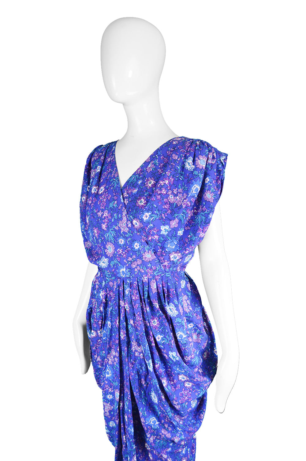 Draped Floral Maxi Dress, 1980s