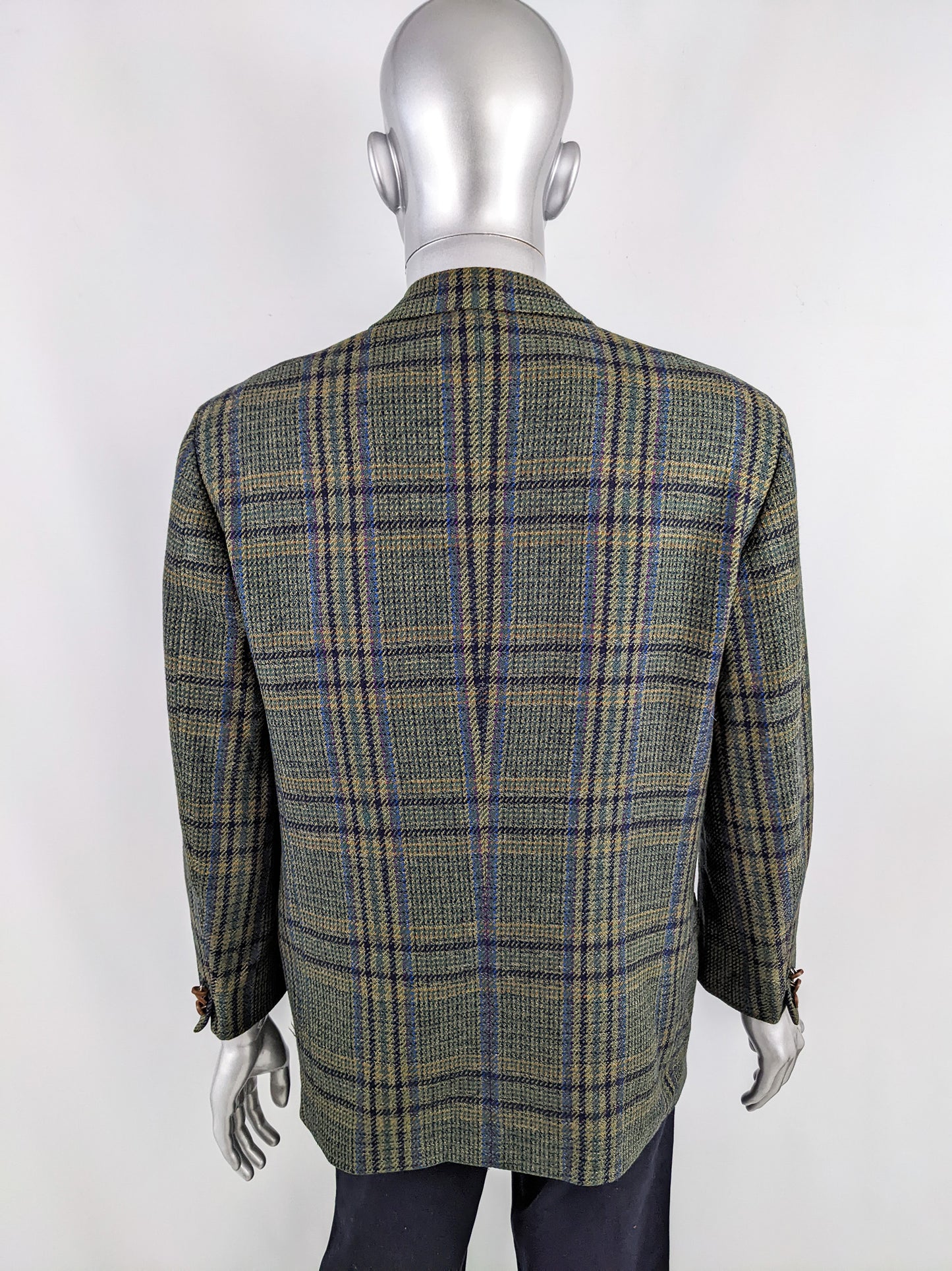 Valentino Vintage Virgin Wool Shoulder Pads Tweed Blazer, 1980s