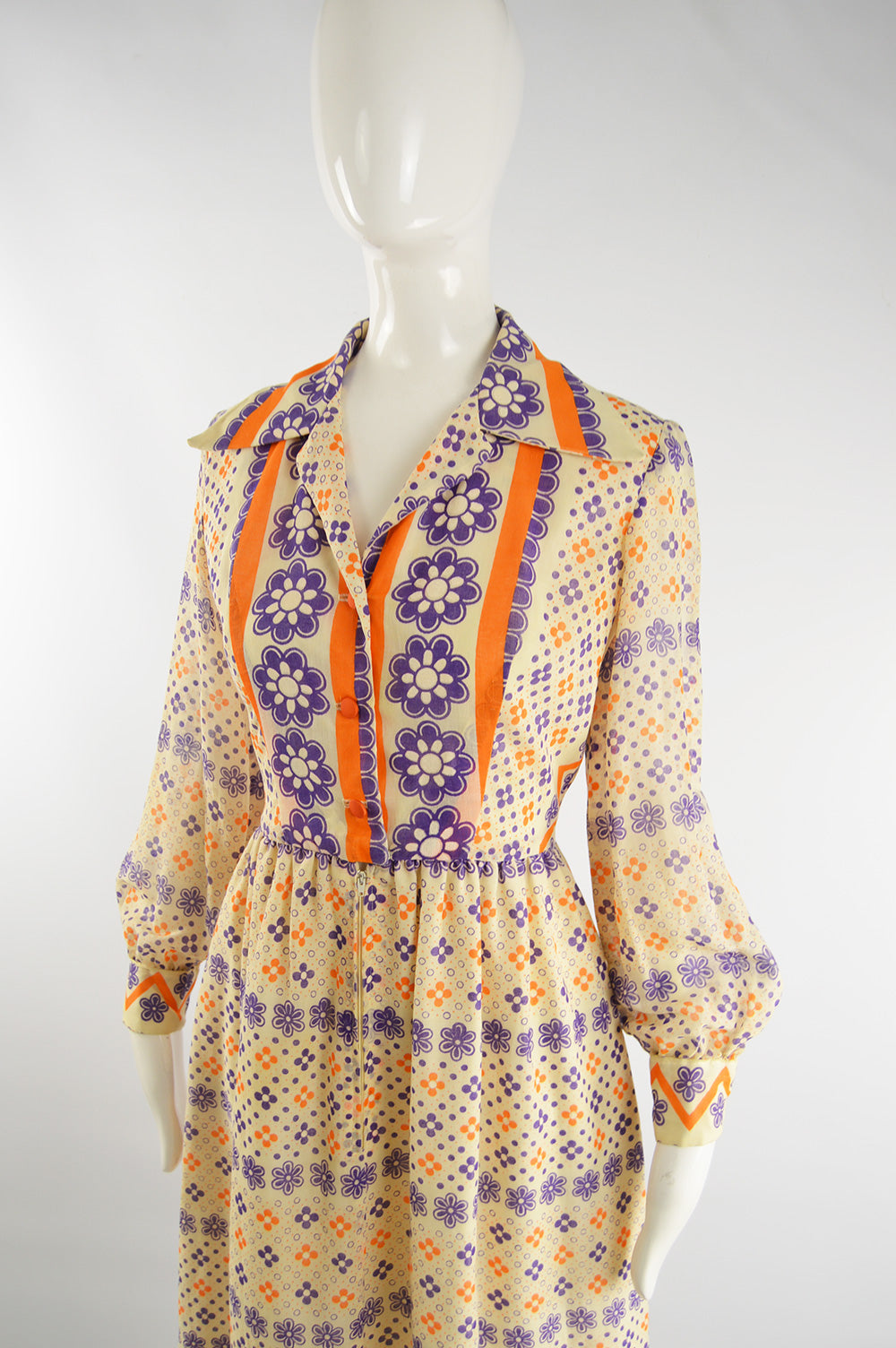 Vintage Cotton Voile Boho Maxi Dress, 1970s