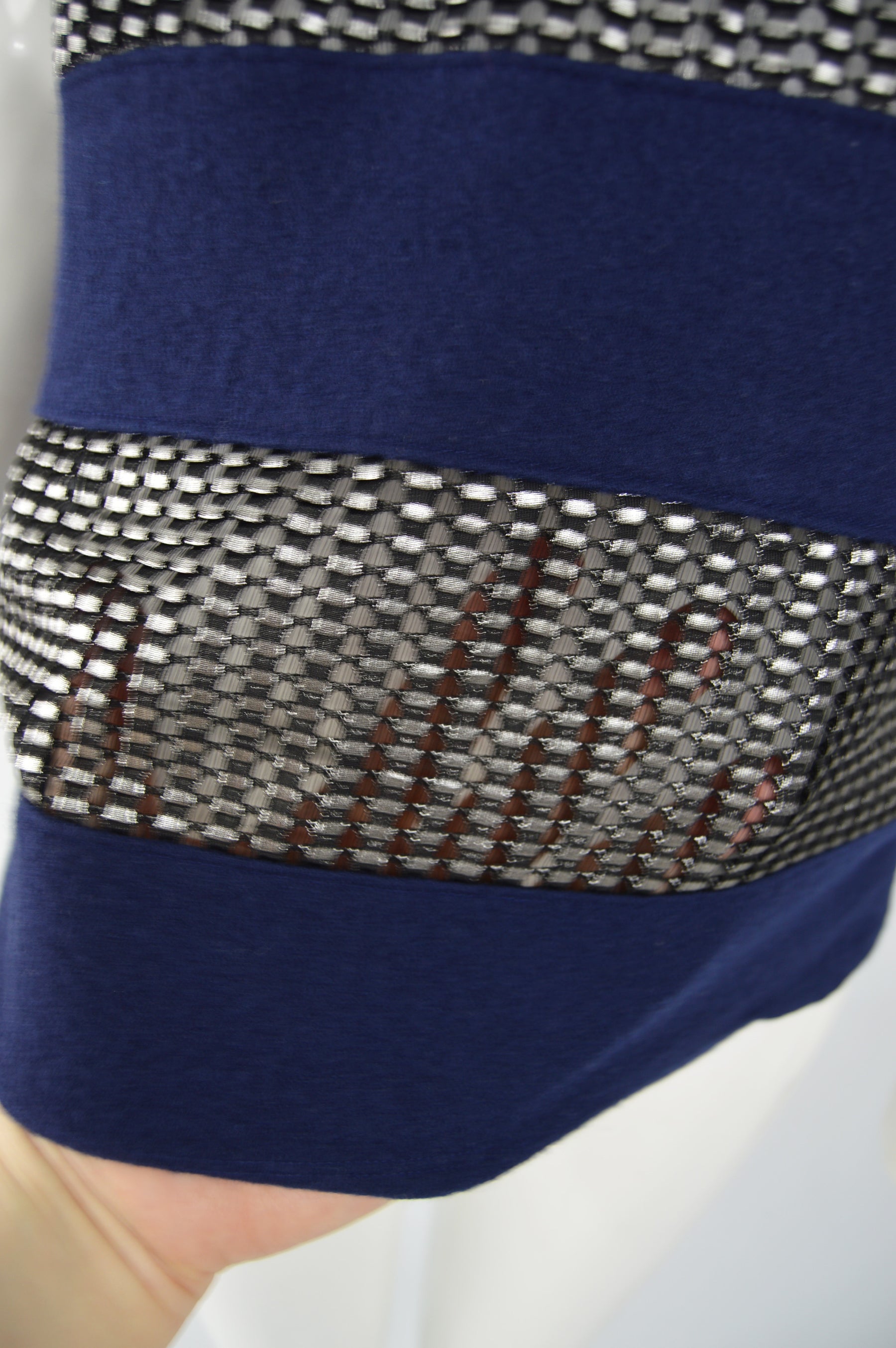 Paco Rabanne Archival Womens Blue Wool & Silver Mesh Shirt, 2000s