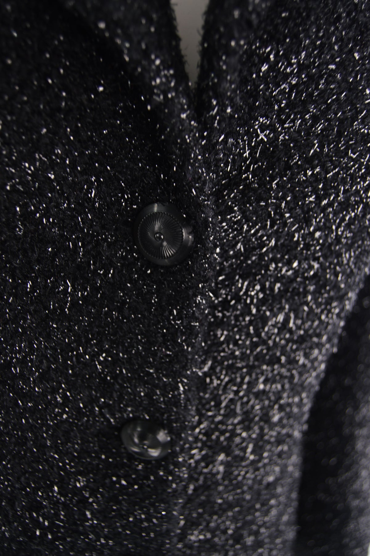 Preowned Black Fuzzy Vintage Lurex & Wool Jacket, 1980s