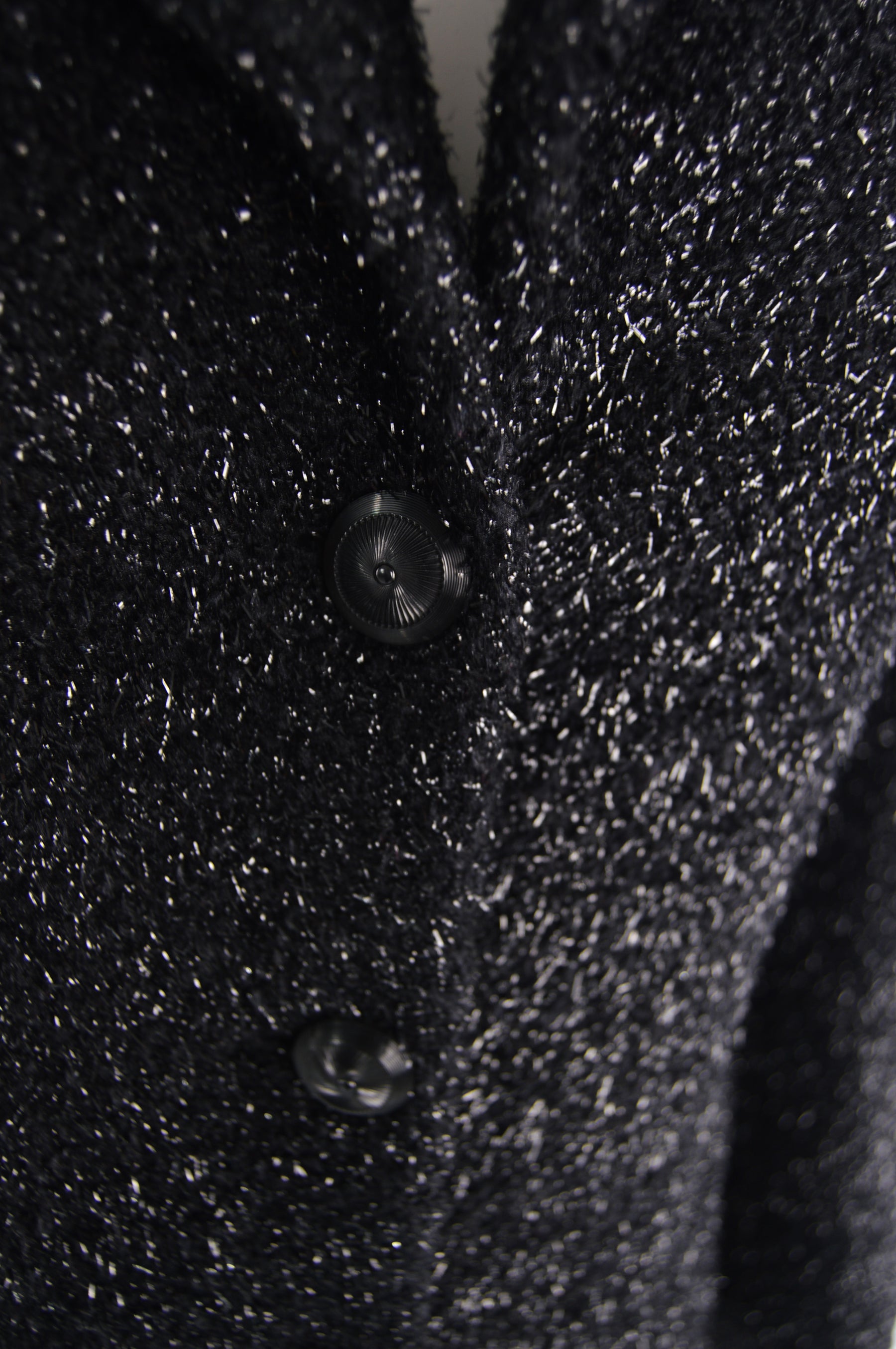 Preowned Black Fuzzy Vintage Lurex & Wool Jacket, 1980s