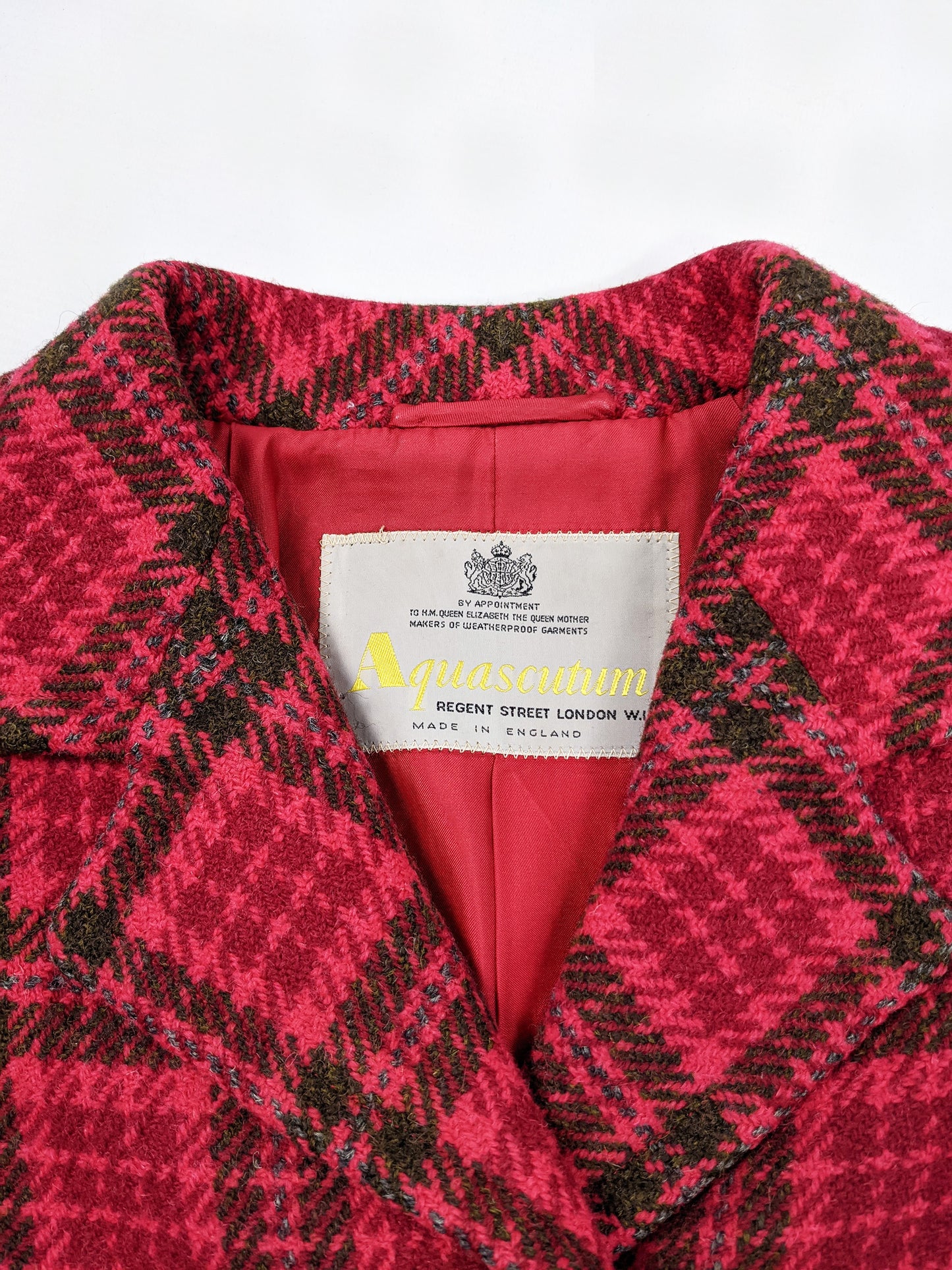 Aquascutum Womens Vintage Red Tweed Coat, 1980s