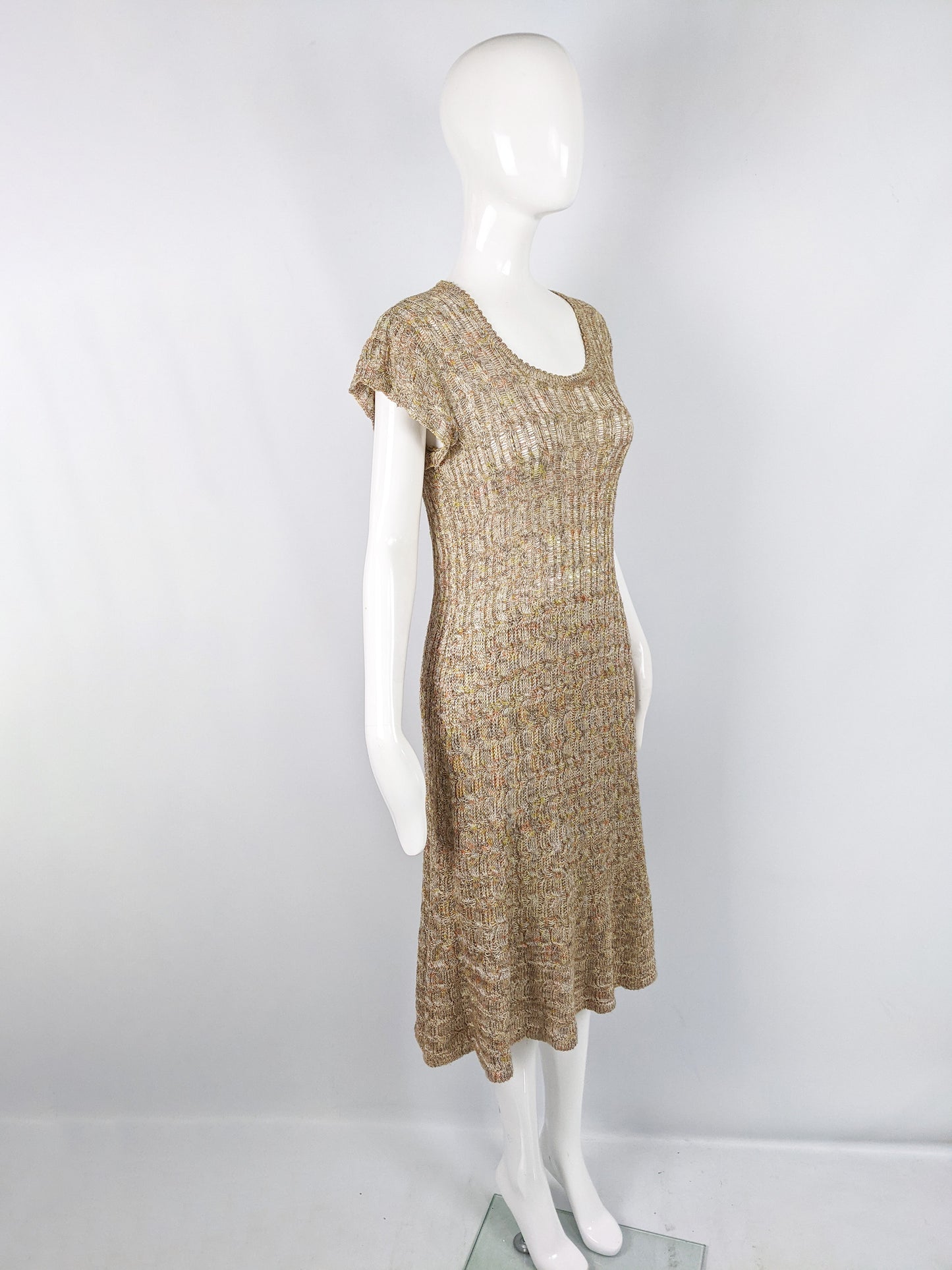 Vintage Womens Two Piece Knit Dress & Cardigan Set, 1970s