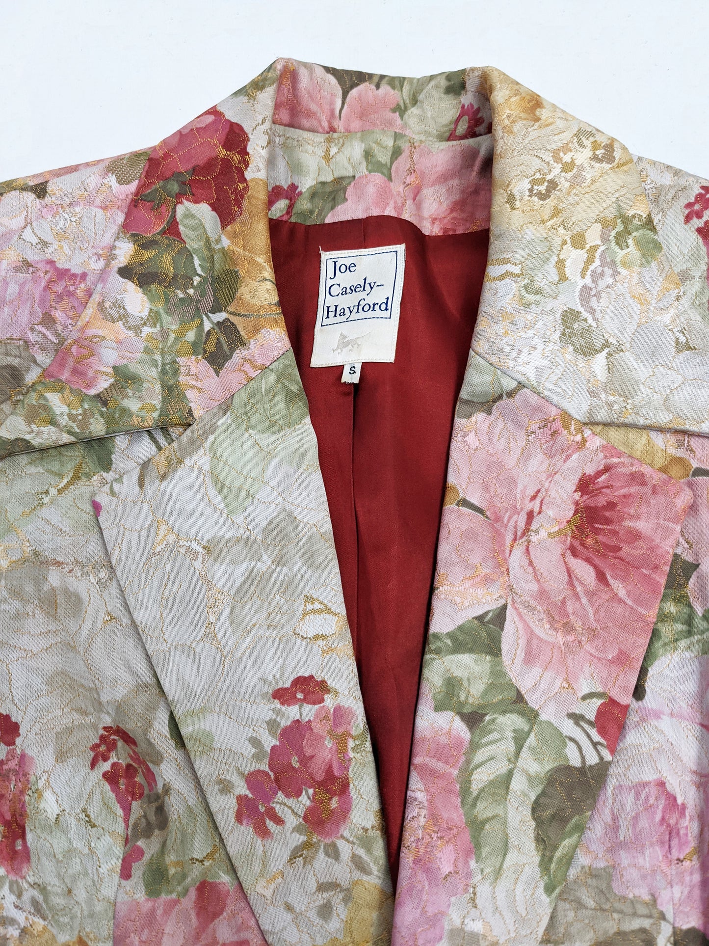 Vintage Womens Floral Peony Jacquard Blazer, 1990s