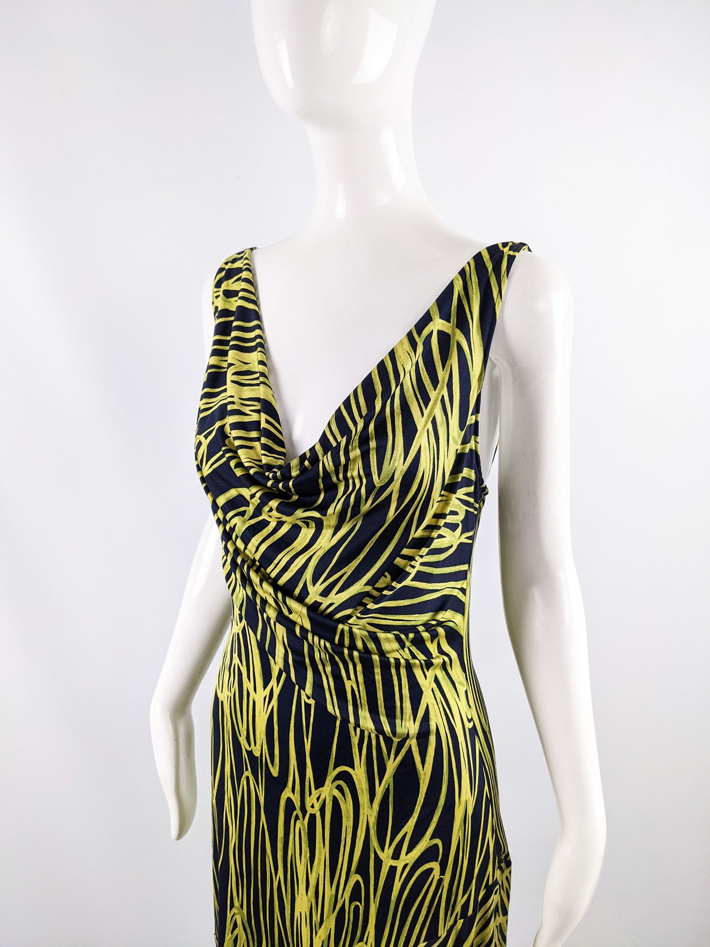 Vintage Silk Jersey Cowl Neck Party Dress, 2000s