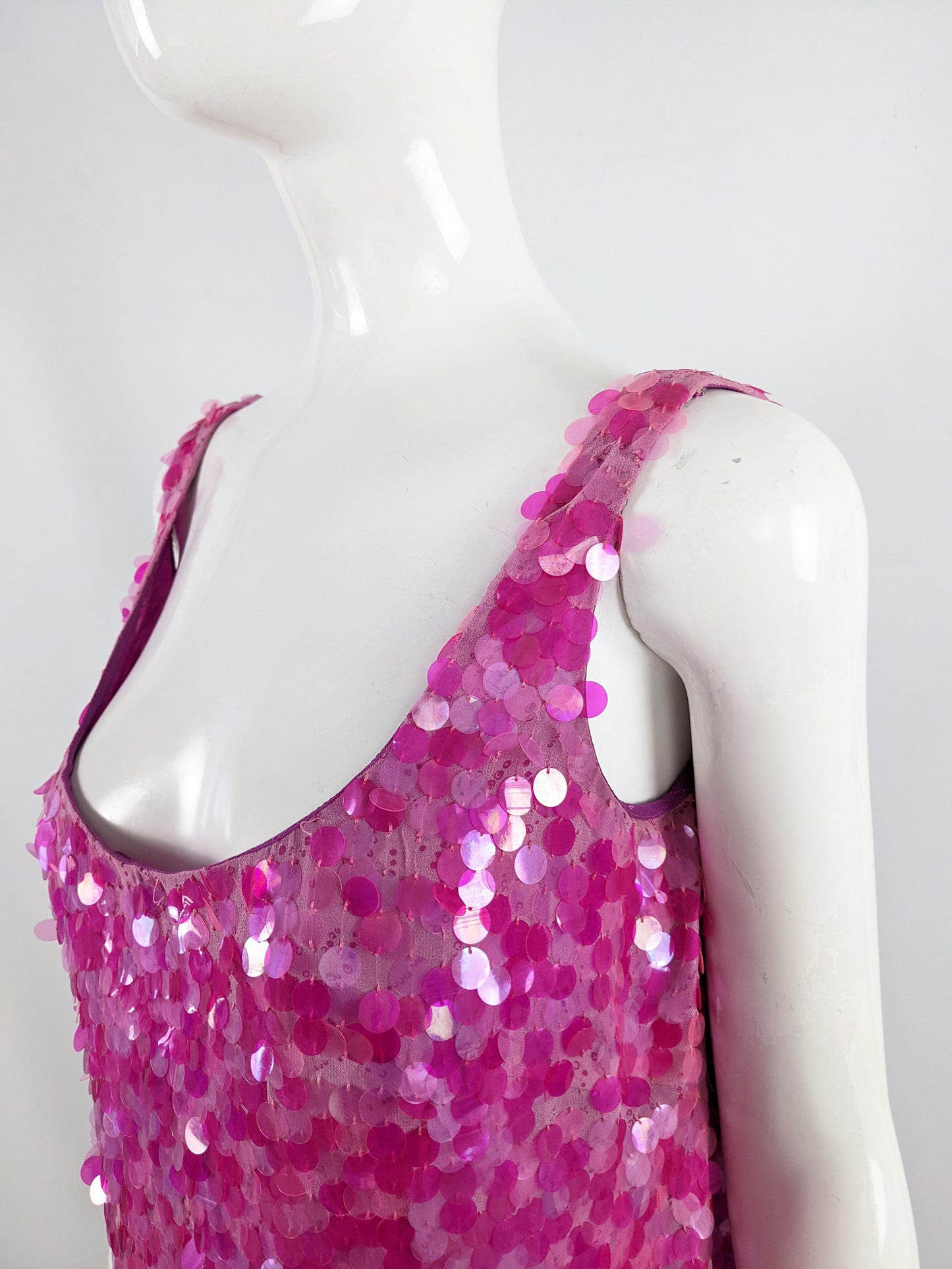 Ben De Lisi Vintage Silk Pink Pailette Sequin Suit, 1990s