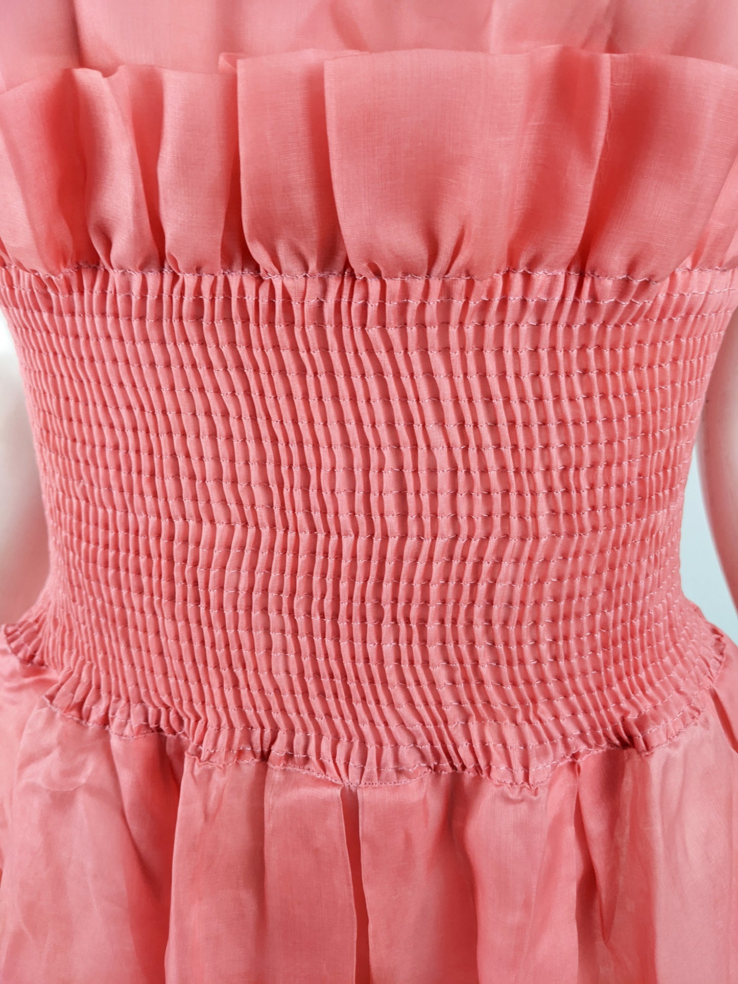 Emporio Armani Vintage Sheer Pink Organza Dress, 1980s