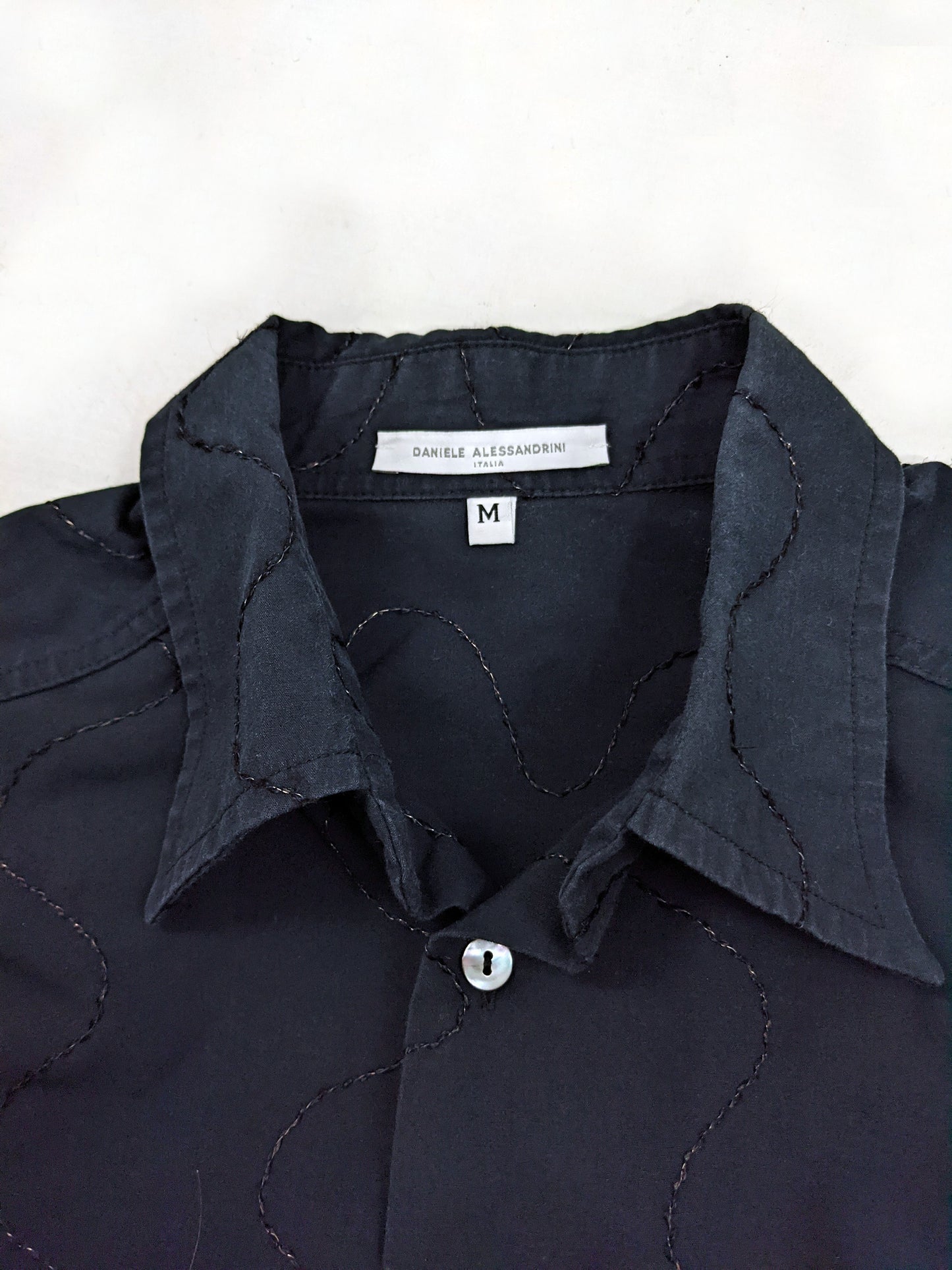Mens Preowned Embroidered Eyelet Trim Shirt, 2000s